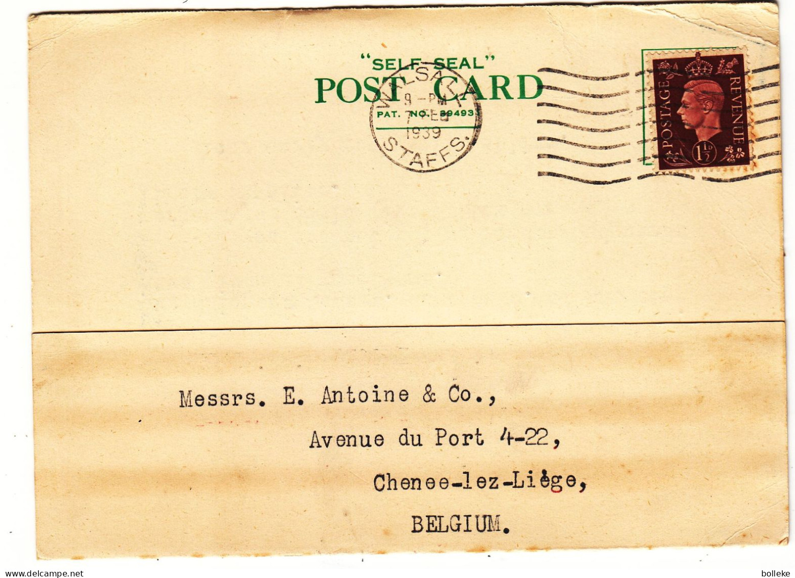 Grande Bretagne - Carte Postale De 1939  - Oblit Walsall - Exp Vers Chênée Lez Liège - - Brieven En Documenten