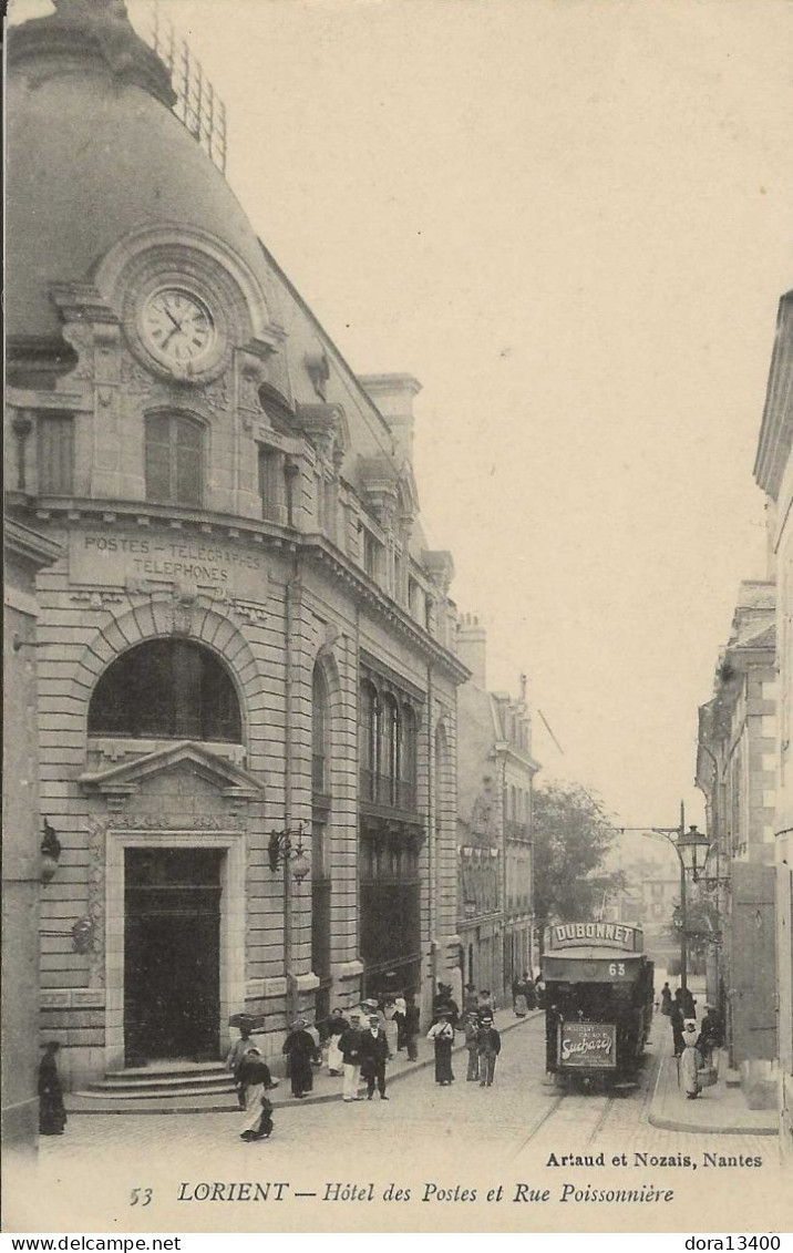 CPA56- LORIENT- Hotel Des Postes Et Rue Poissonnière - Lorient