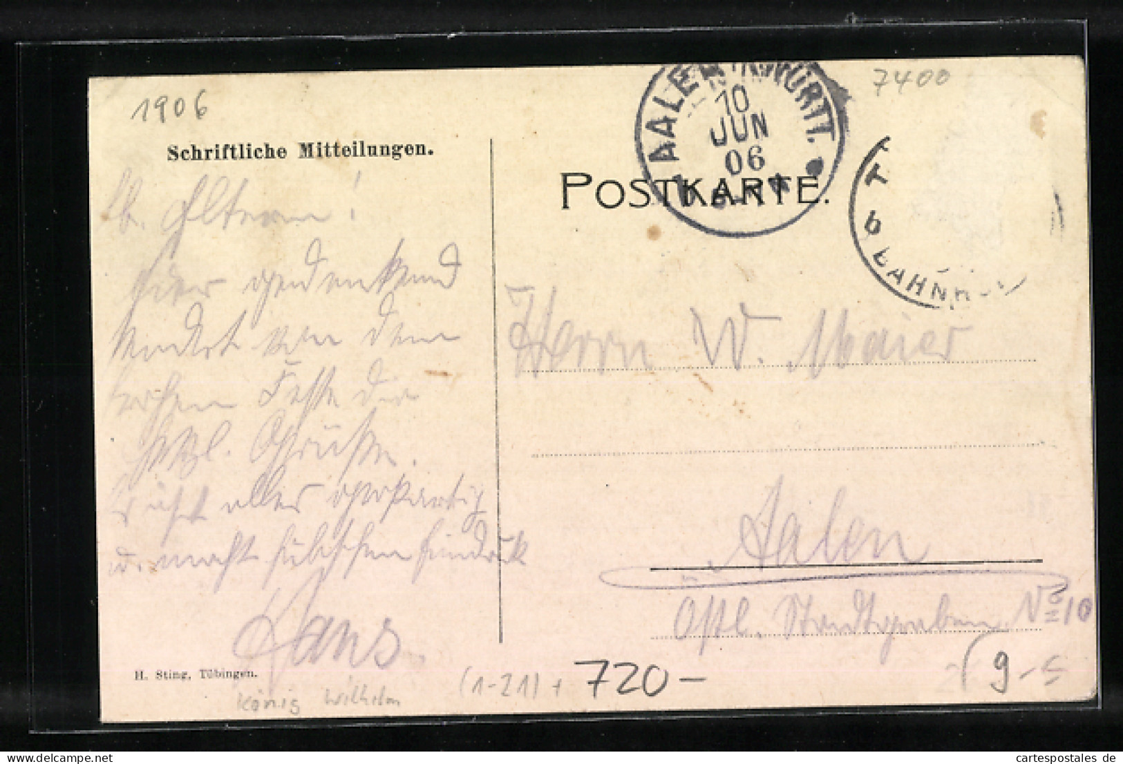 AK Tübingen, 18. Bundestag D. Württemb. Kriegerbundes 1906, König Wilhelm V. Württemberg  - Koninklijke Families