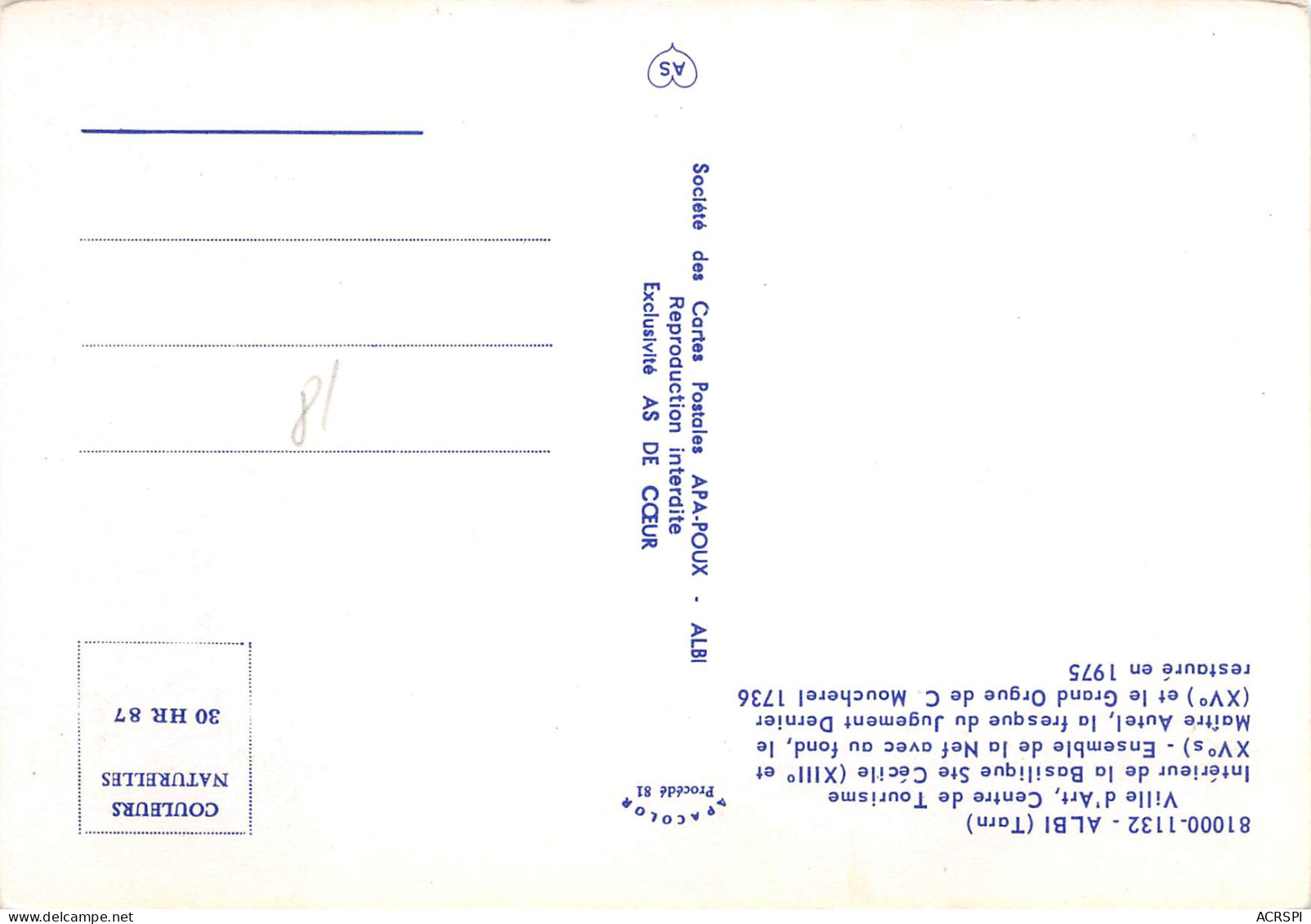 ALBI  Ensemble De La Nef  11 (scan Recto Verso)MD2552UND - Albi