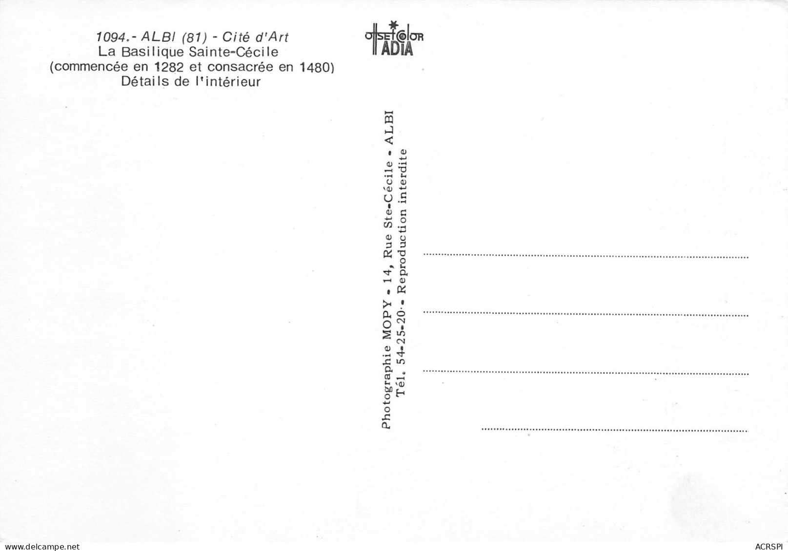 ALBI  Détail De L'intérieur De La Basilique  12 (scan Recto Verso)MD2552UND - Albi
