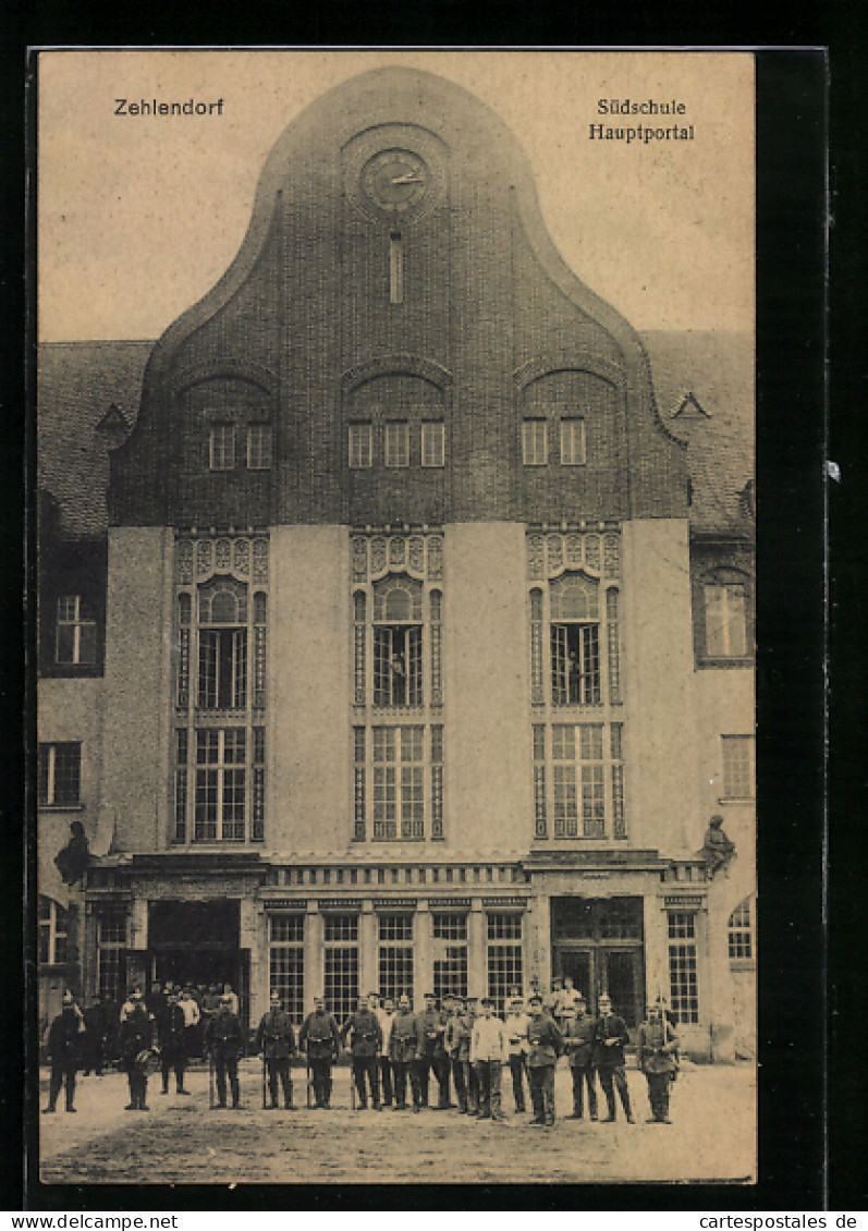 AK Berlin-Zehlendorf, Südschule, Hauptportal  - Zehlendorf