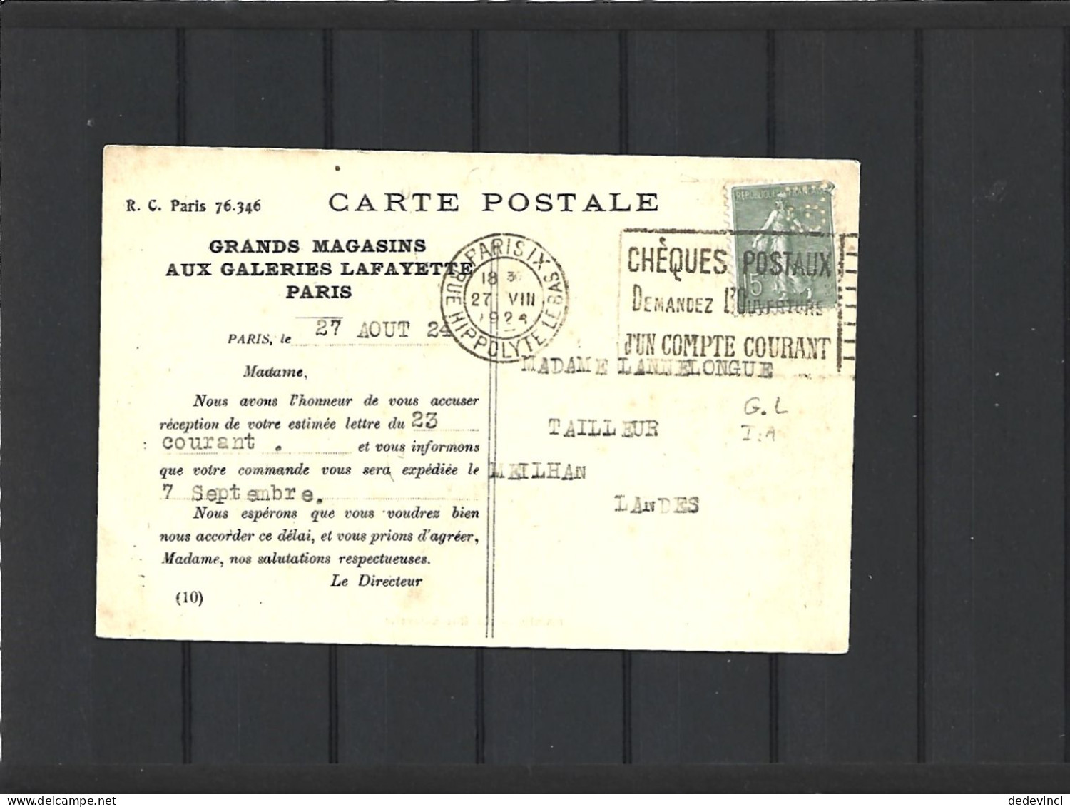 Grands Magasins Aux Galerie Lafayette Paris - Briefe U. Dokumente