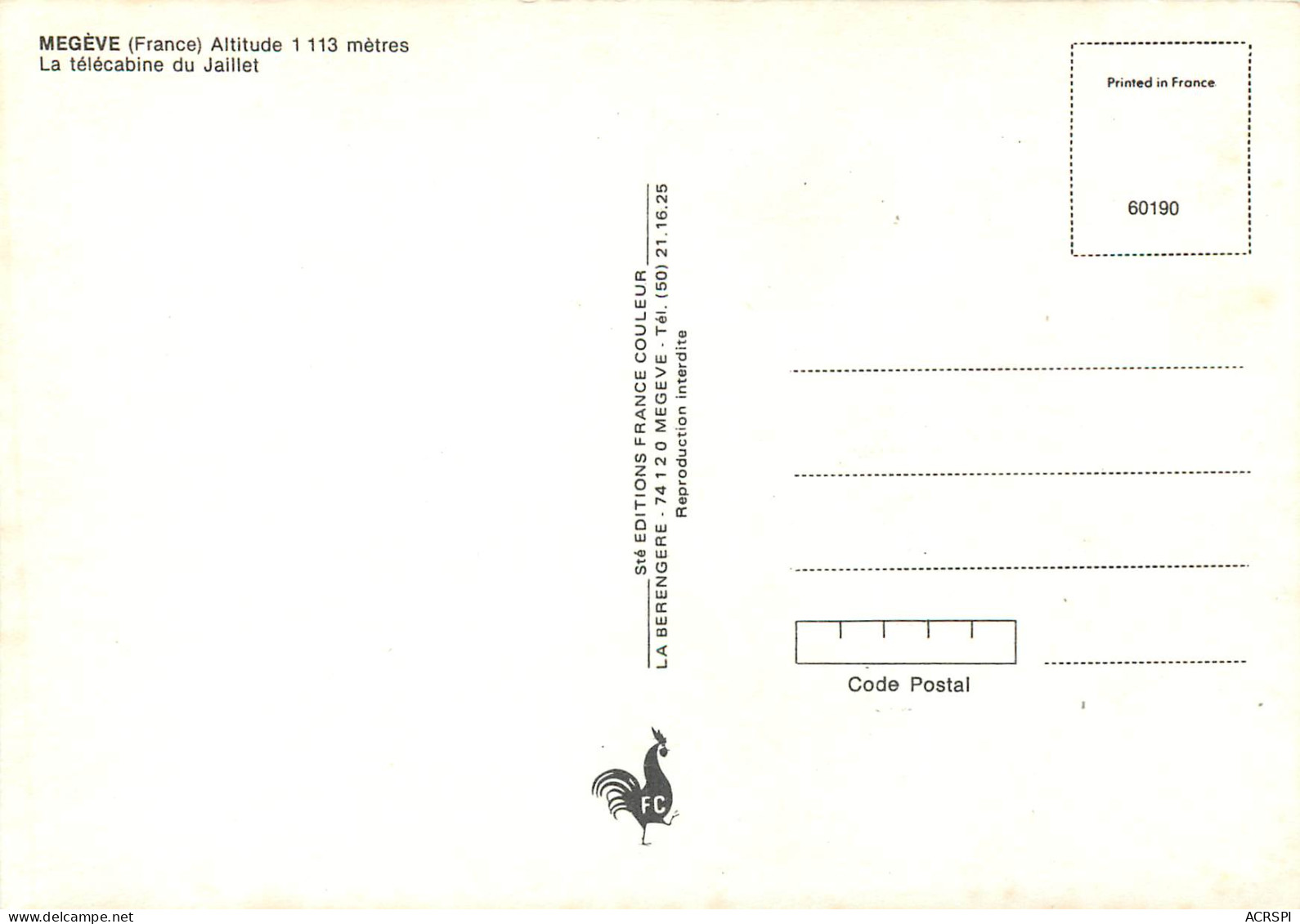 MEGEVE La Telecabine Du Jaillet 6(scan Recto-verso) MD2559 - Megève