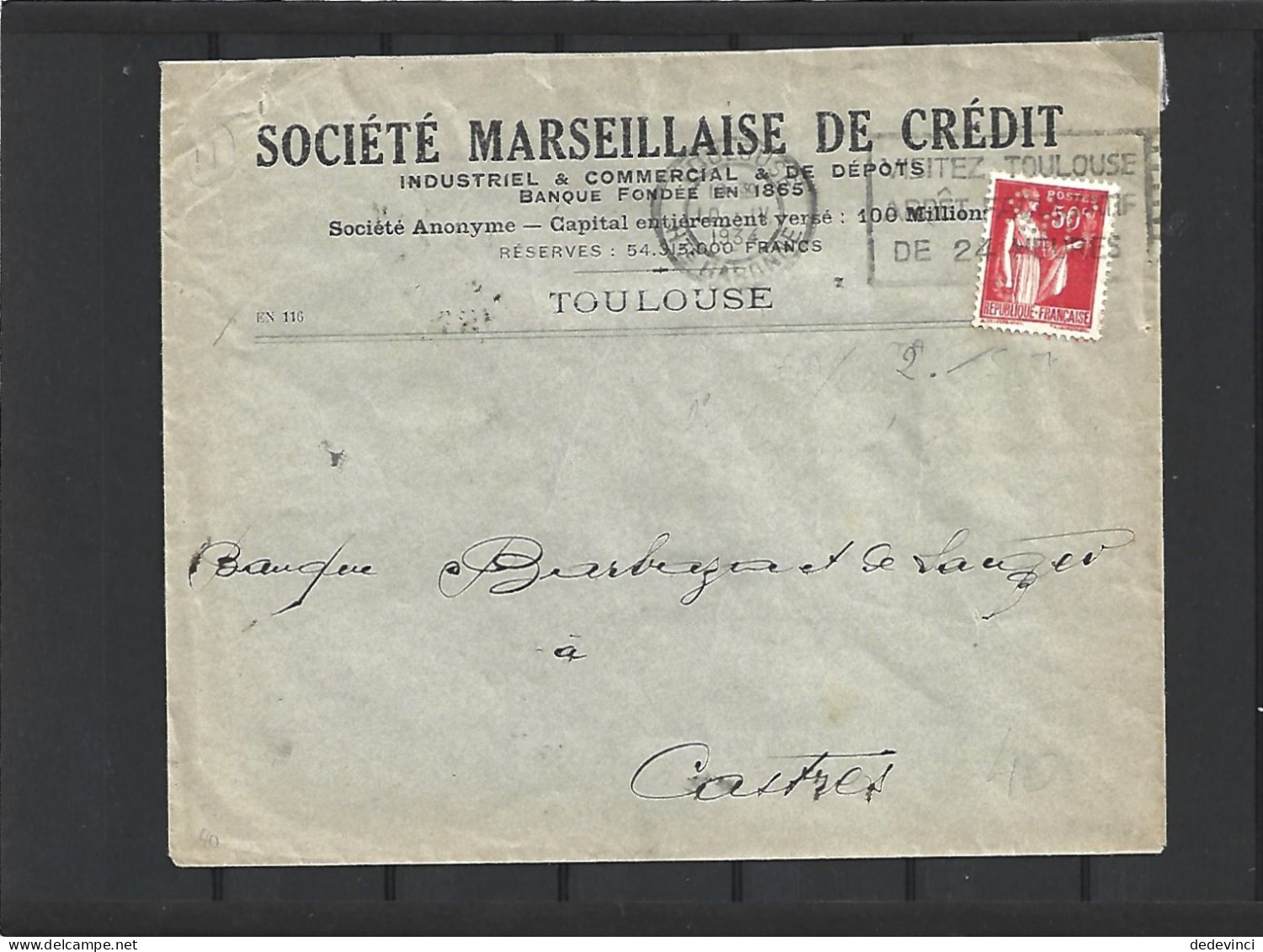 Société Marseillaise De Crédit - Brieven En Documenten