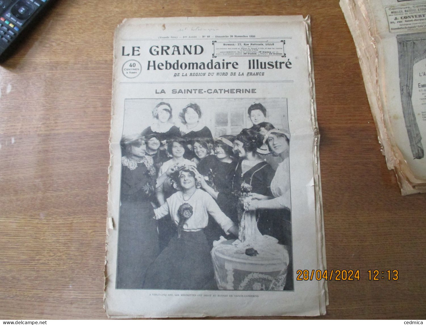 LE GRAND HEBDOMADAIRE ILLUSTRE DU NORD 28 NOVEMBRE 1926 LA SAINTE-CATHERINE,LES SPORTS,VISION D'ORIENT A PARIS,L'ACTUALI - Picardie - Nord-Pas-de-Calais
