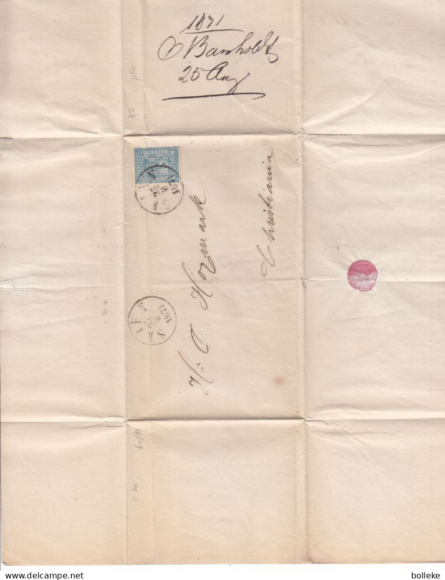 Norvège - Lettre De 1871  - Oblit Skien - Exp Vers Christiania - Valeur 20 Euros - - Unused Stamps