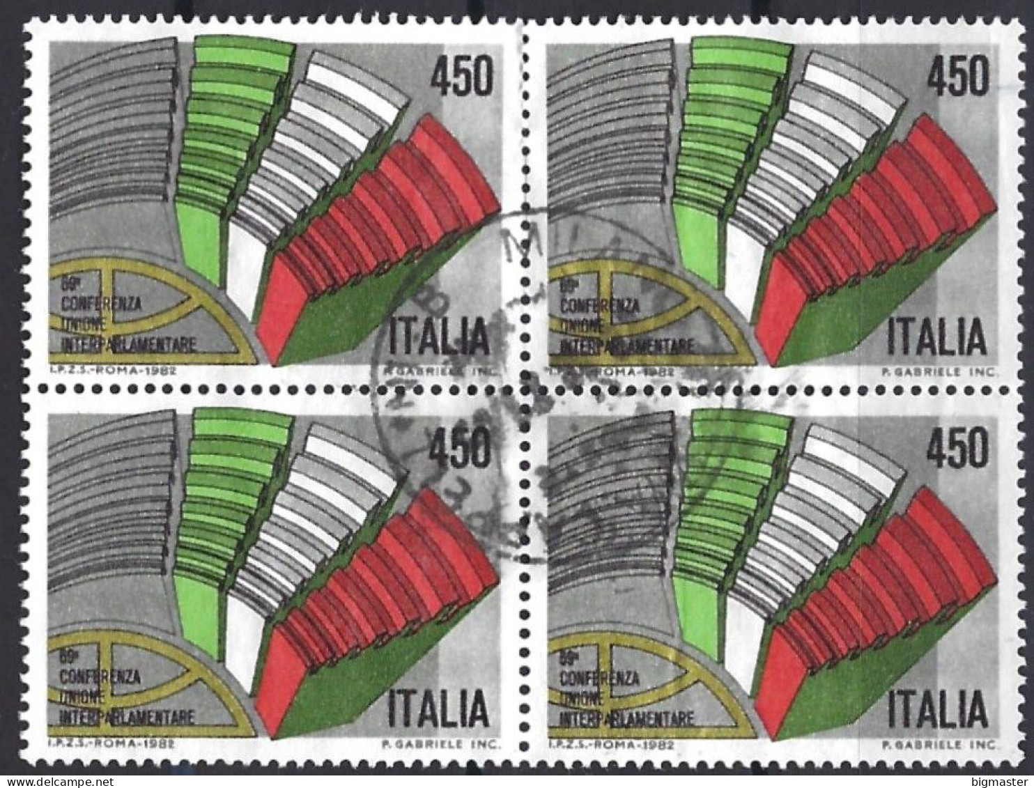 1982 Italia 1614 Conferenza Interparlmentare Usato Quartina - 1981-90: Oblitérés