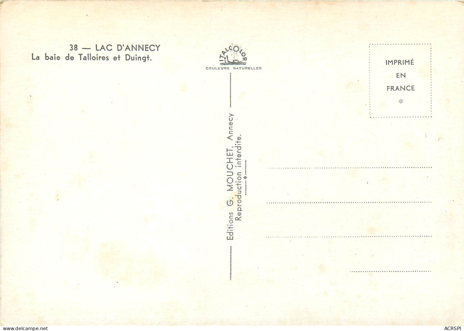 LAC D ANNECY La Baie De Talloires Et Duingt 6(scan Recto-verso) MD2570 - Annecy