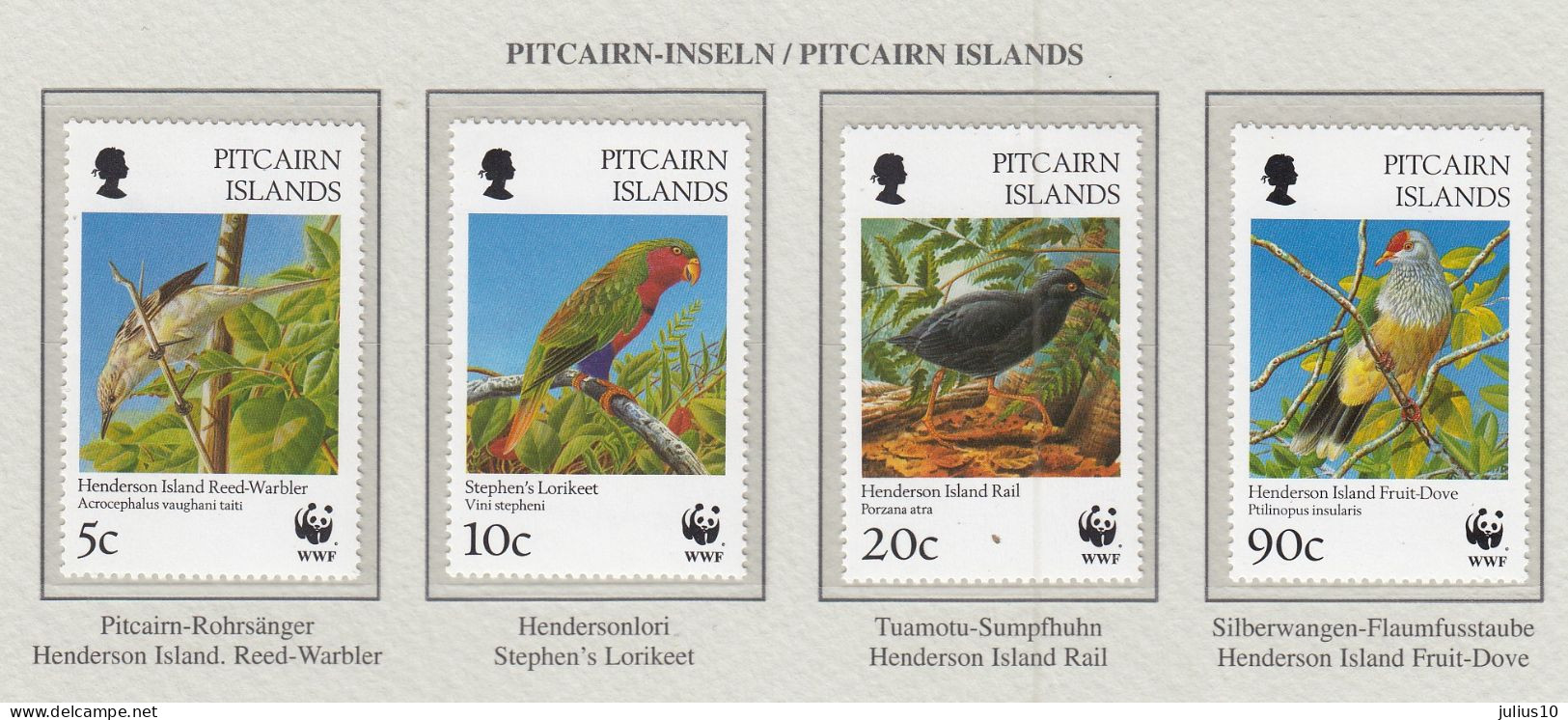PITCAIRN ISLANDS 1996 WWF Birds Mi 487-490 MNH(**) Fauna 553 - Otros & Sin Clasificación