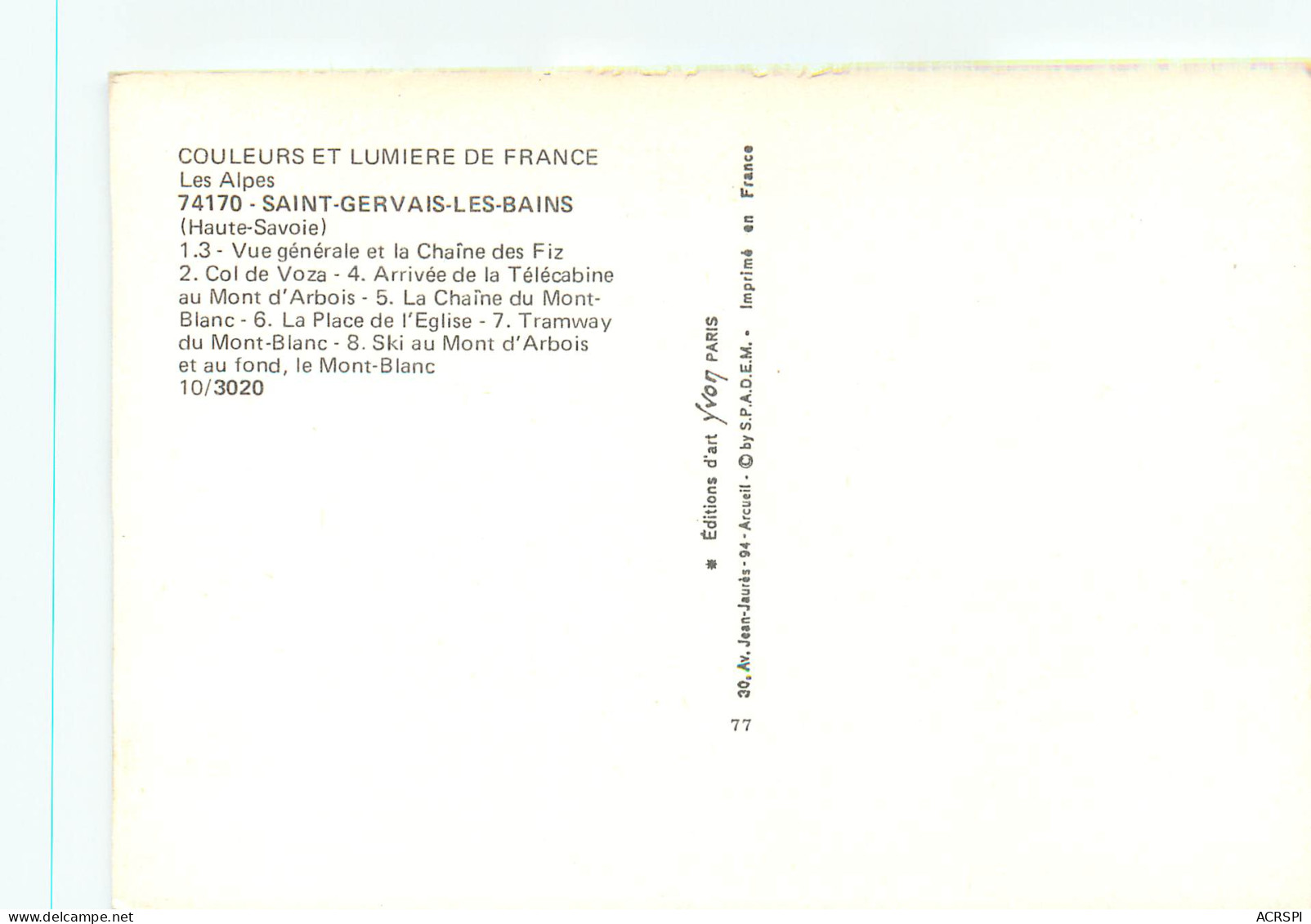 SAINT GERVAIS LES BAINS Vue Generale Et La Chaine Des Fiz 4(scan Recto-verso) MD2572 - Saint-Gervais-les-Bains