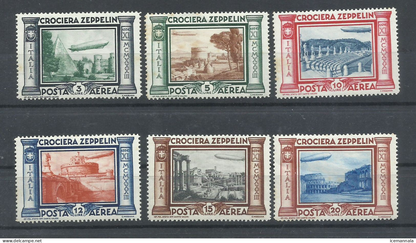 ITALIA   YVERT  AEREO  42/47   MNH  **   ( SOMBRAS DEL TIEMPO ATRAS EN ALGUN VALOR) - Zeppelins