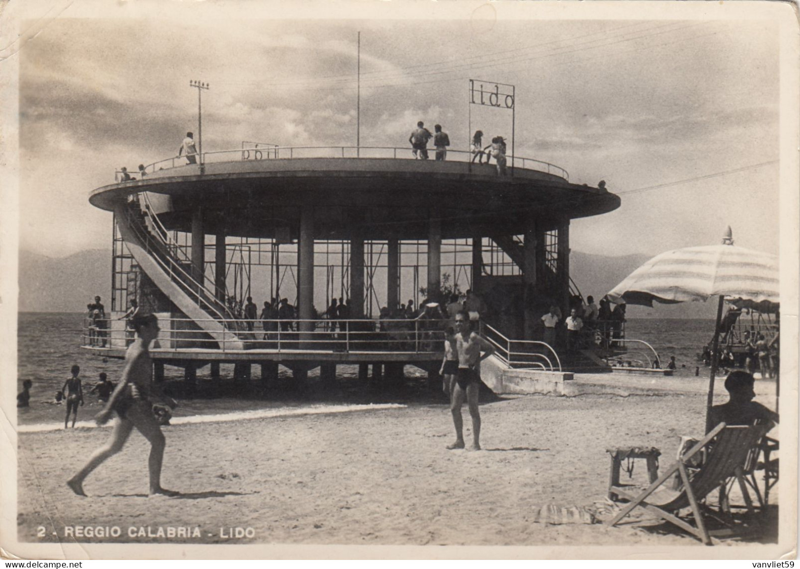 REGGIO CALABRIA-LIDO-CARTOLINA  VERA FOTOGRAFIA VIAGGIATA -1950-1955-AFFRANCATURA CADUTA - Reggio Calabria