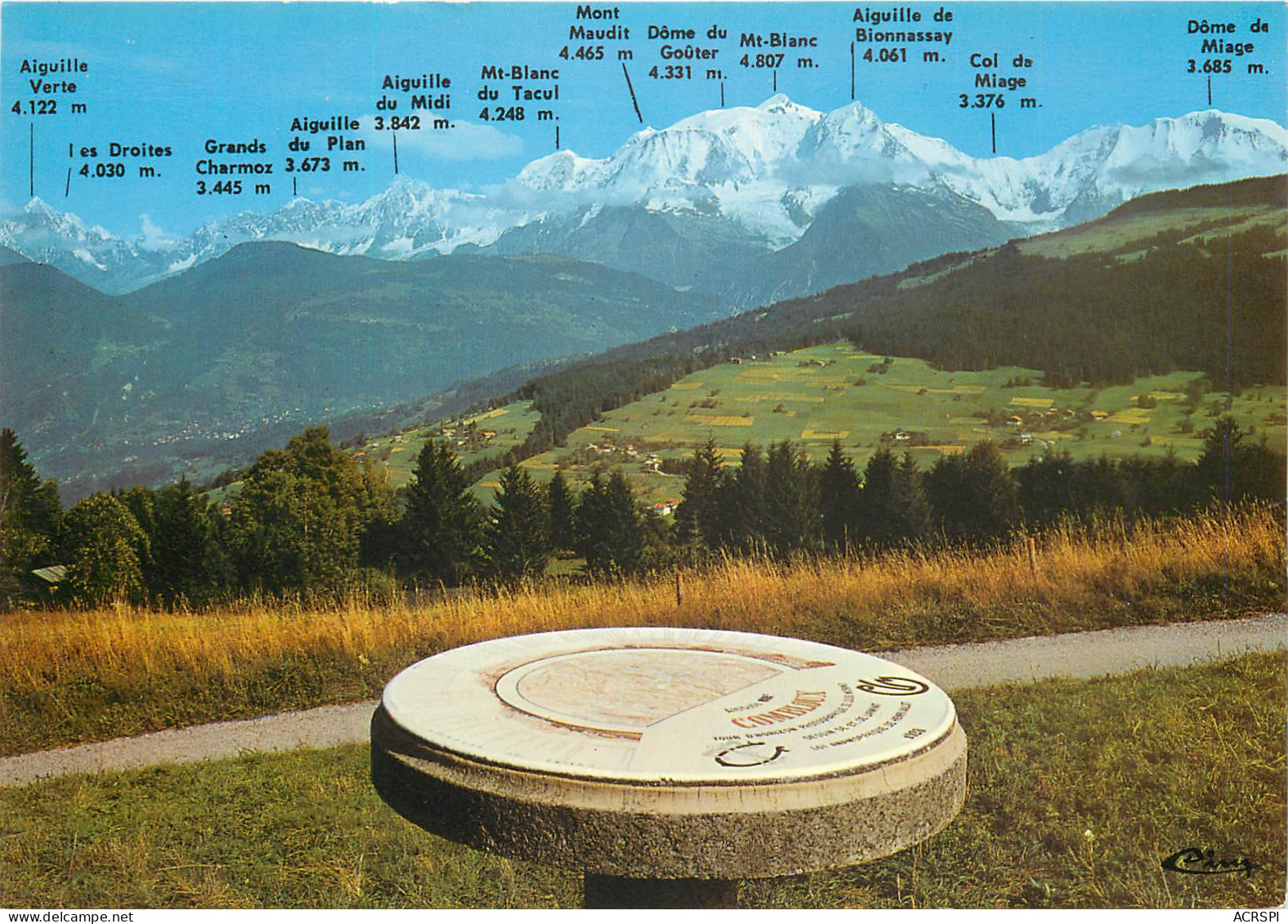 COMBLOUX Panorama Sur La Chaine Du Mont Blanc Depuis La Table D Orientation 7(scan Recto-verso) MD2573 - Combloux