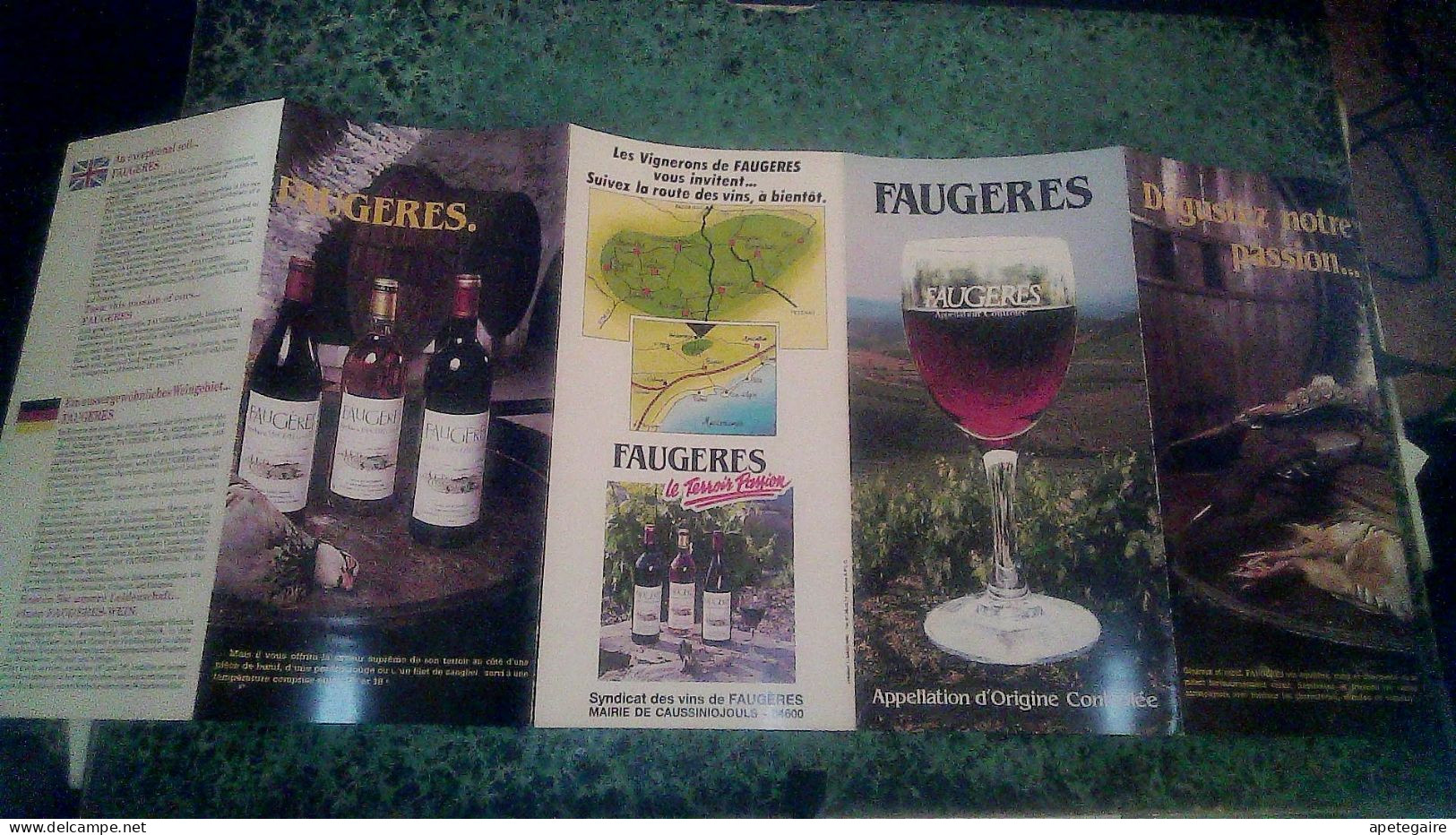 R Vieux Papier Dépliant Touristique Autour Du Vin De Faugère - Cuadernillos Turísticos