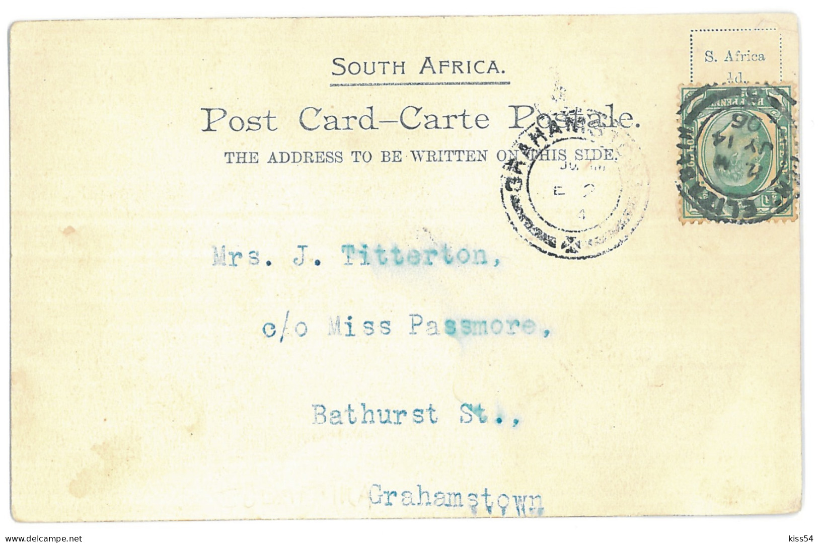 A 100 - 12078 PORT ELIZABETH, Town Hall - Old Postcard - Used - 1906 - Afrique Du Sud
