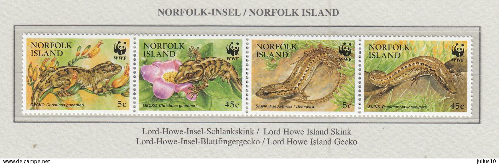 NORFOLK 1996 WWF Reptiles Mi 604 - 607 MNH(**) Fauna 555 - Altri & Non Classificati