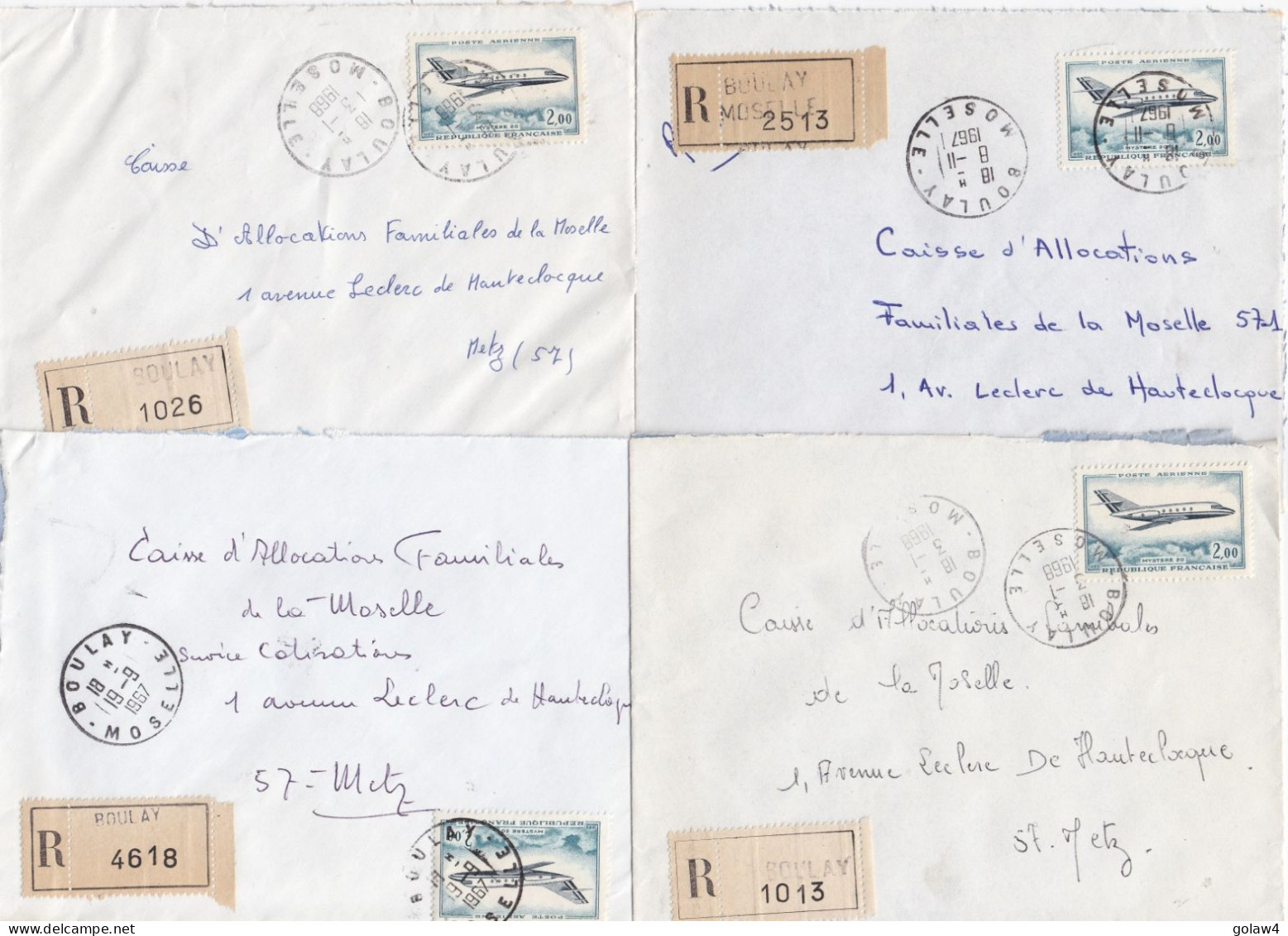 36940# LOT 15 LETTRES FRANCHISE PARTIELLE RECOMMANDE Obl 57 BOULAY MOSELLE 1967 1968 Pour METZ 57 - Lettres & Documents