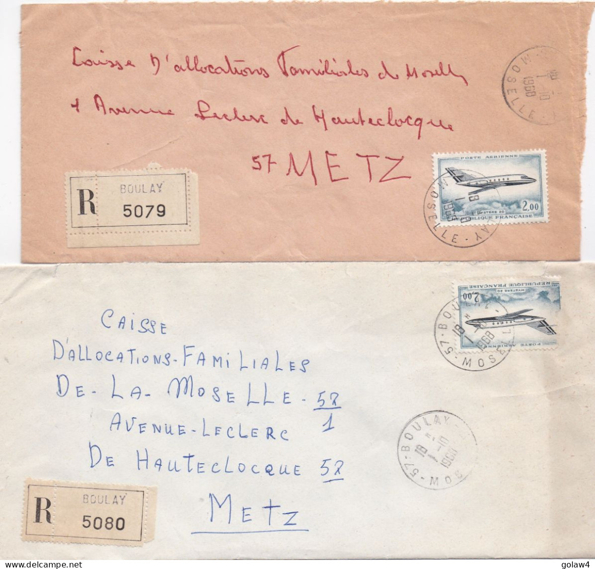 36940# LOT 15 LETTRES FRANCHISE PARTIELLE RECOMMANDE Obl 57 BOULAY MOSELLE 1967 1968 Pour METZ 57 - Covers & Documents