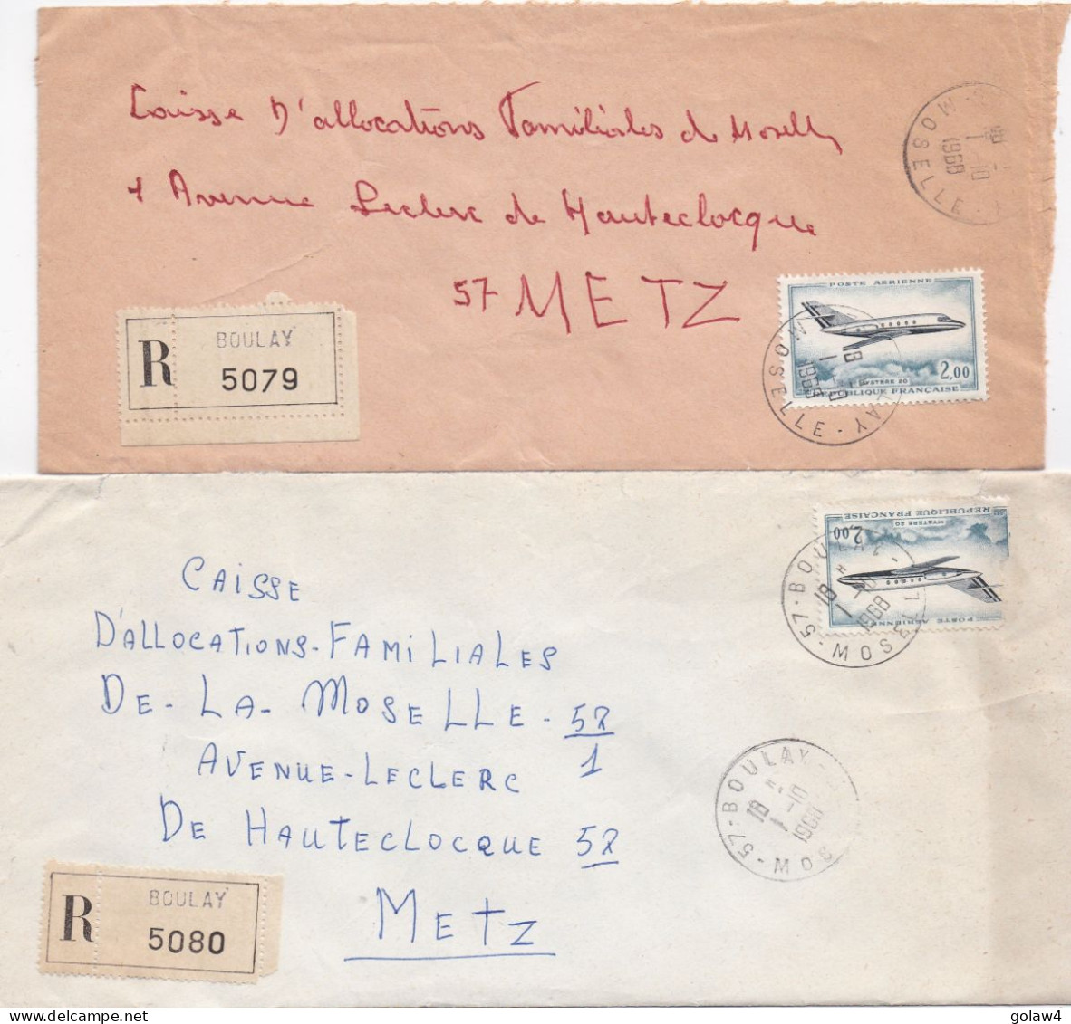 36940# LOT 15 LETTRES FRANCHISE PARTIELLE RECOMMANDE Obl 57 BOULAY MOSELLE 1967 1968 Pour METZ 57 - Briefe U. Dokumente