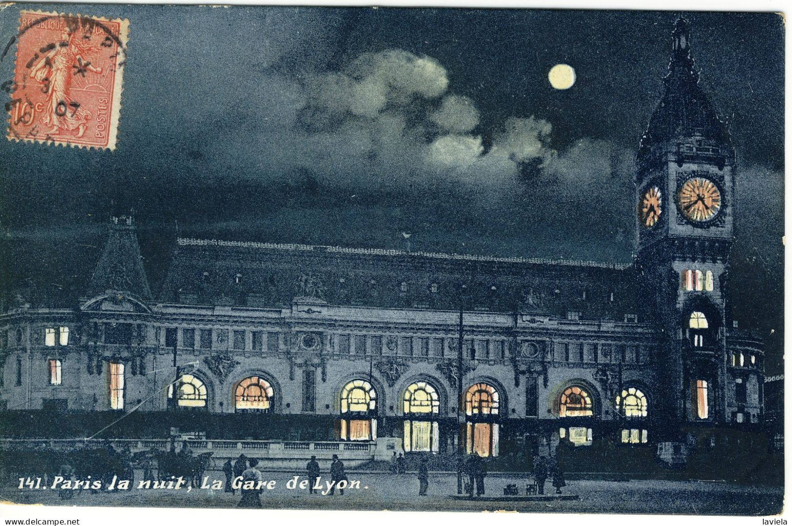 75 PARIS 12e - La Gare De Lyon (vue De Nuit) - Circulée 1907 - Metro, Stations