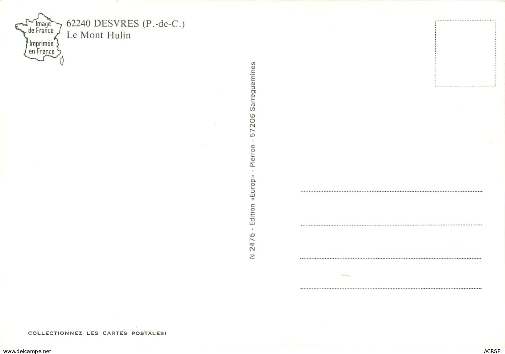 DESVRES Le Mont Hulin 4(scan Recto-verso) MD2584 - Desvres