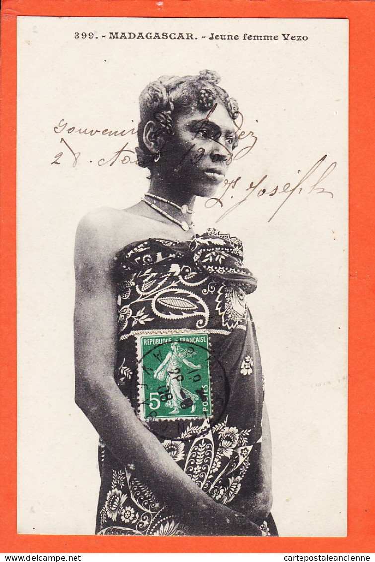 10545 / ⭐ ◉  Ethnic MADAGASCAR Type Jeune Femme VEZO 1908 à TROUSSELIN Chez VENZAC L'Estrade Lacalm N°399 - Madagascar