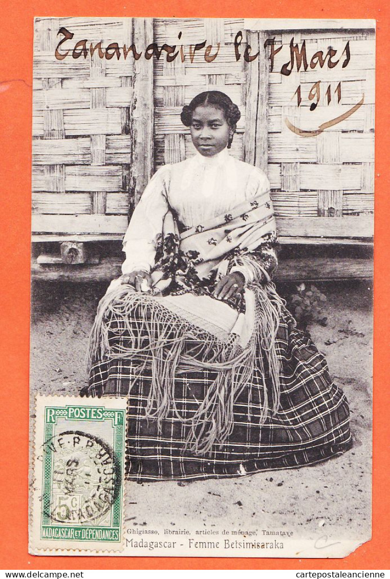 10537 / ⭐ ♥️ ◉ Rare MADAGASCAR Jeune Femme BELSIMISARAKA Tananarive 1911 à BARRAL Gendarme Puteaux-Librairie GHIGIASSO - Madagaskar