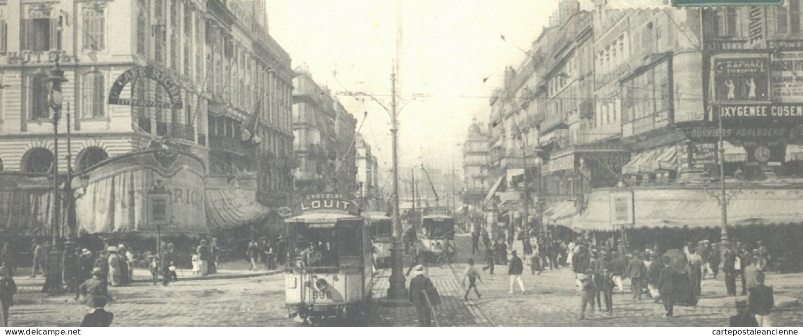 10797 / ⭐ ◉  MARSEILLE 13-Bouches Rhone LA CANNEBIERE Café RICHE Tramway N° 396 Publicité LOUIT 1909 Edition L.M  - Canebière, Centre Ville