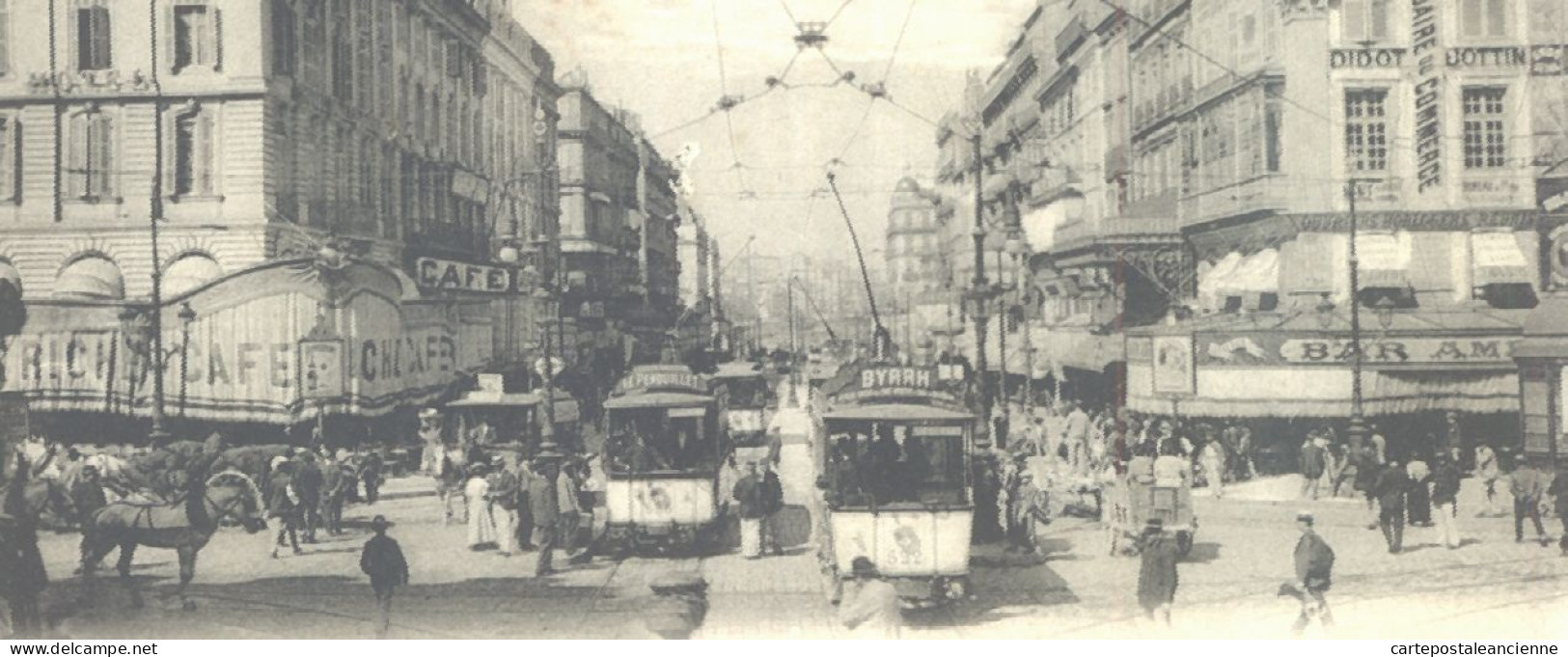 10749 / ⭐ ◉  MARSEILLE 13-Bouches Rhone LA CANNEBIERE Café RICHE Tramway  1909 Edition LEVY 115 - Canebière, Stadtzentrum