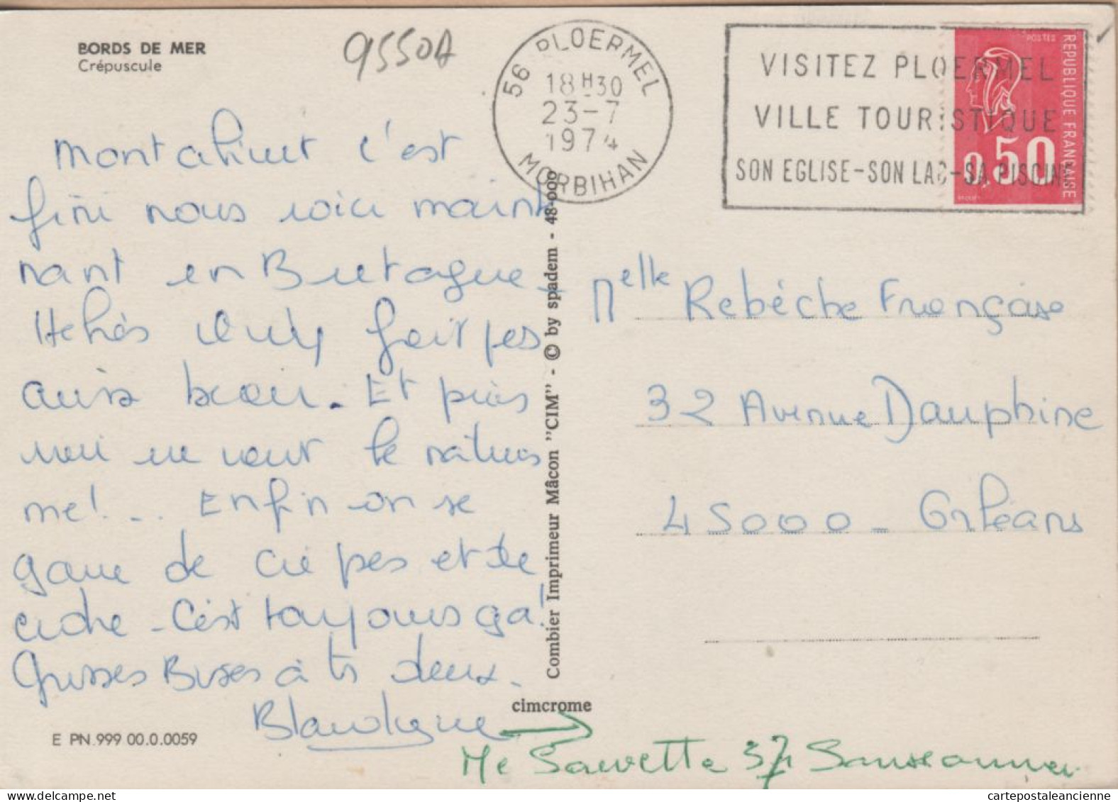 10629 ● 56-Morbihan BORDS MER CREPUSCULE CPSM Postée De PLOERMEL Le 23.07.1974 - CIMCROME 0059 - Ploërmel