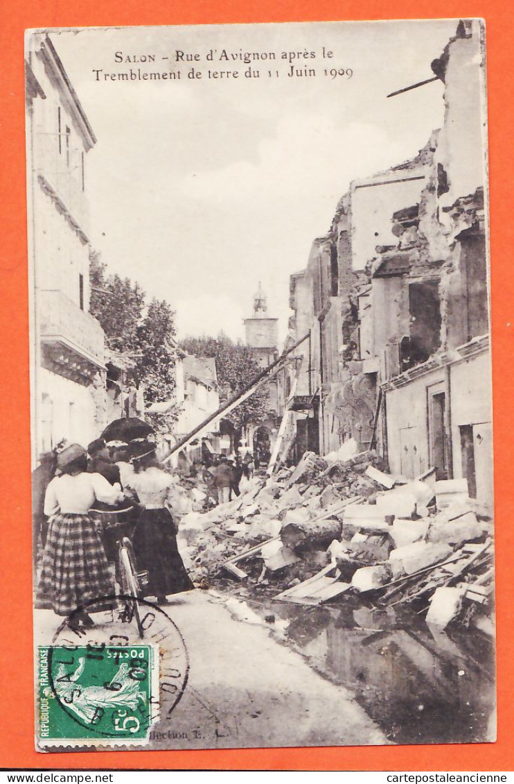 10801 ● ● SALON Rue D'AVIGNON Après Le Tremblement Terre 11 Juin 1909 à MOULIN Horloger Boulevard Gambetta Cavaillon A.B - Salon De Provence