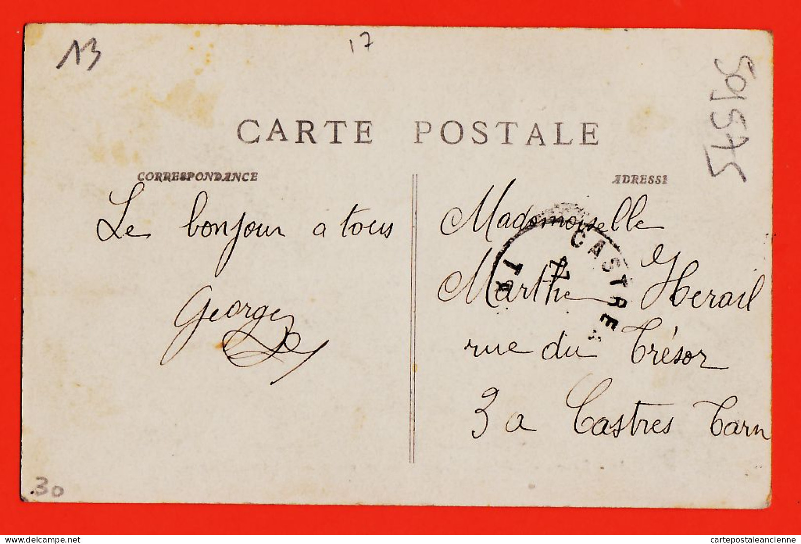 10807 ● ● 13-SALON Place THIERS Habitants Logés Sous MARABOUTS Tremblement Terre 11 Juin 1909 à HERAIL Castres - Salon De Provence