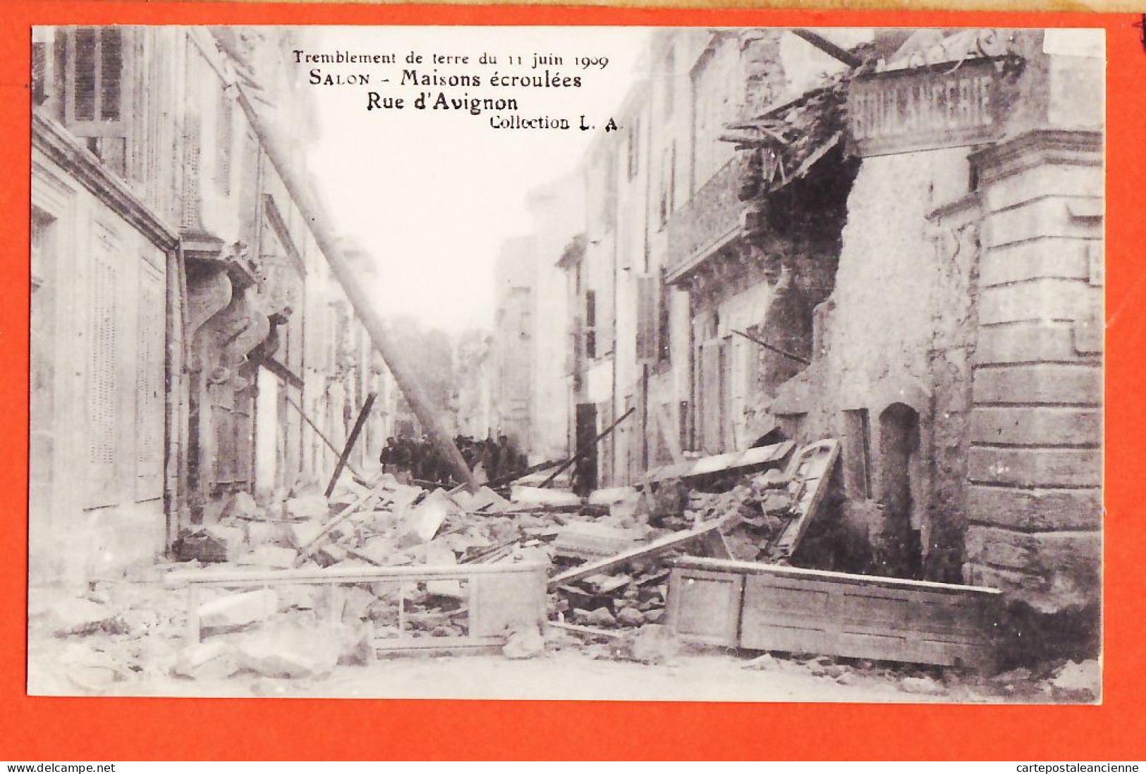 10803 ● ● Peu Commun 13-SALON-de-PROVENCE Rue AVIGNON Maisons Ecroulées Tremblement Terre 11 Juin 1909 Collection L.A  - Salon De Provence