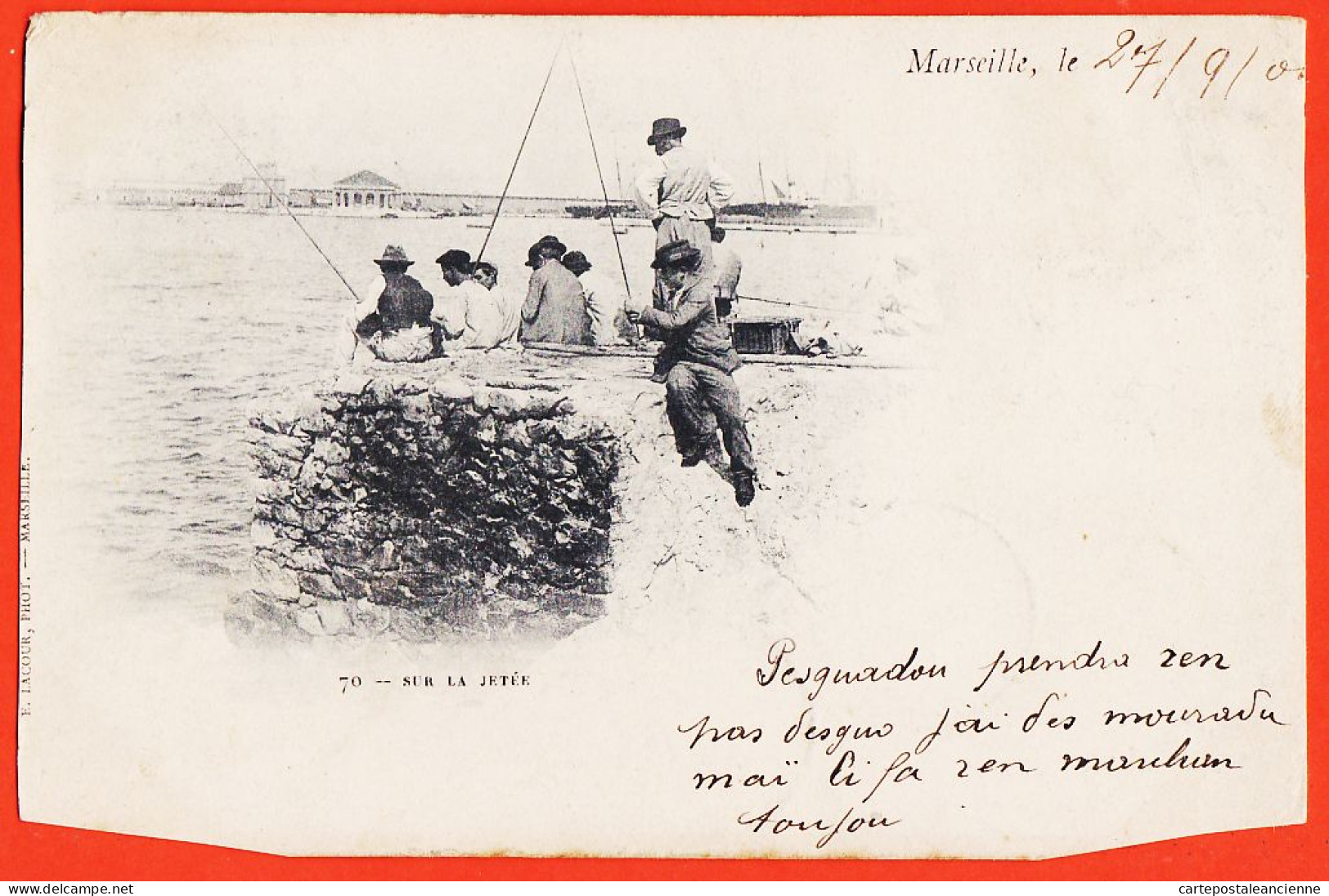 10769 ●  MARSEILLE (13) Lisez PESGNADOU Sur Jetée Pêcheurs à La Ligne 1901 à BOUTET Sage-Femme Port-Vendres - LACOUR 70 - L'Estaque