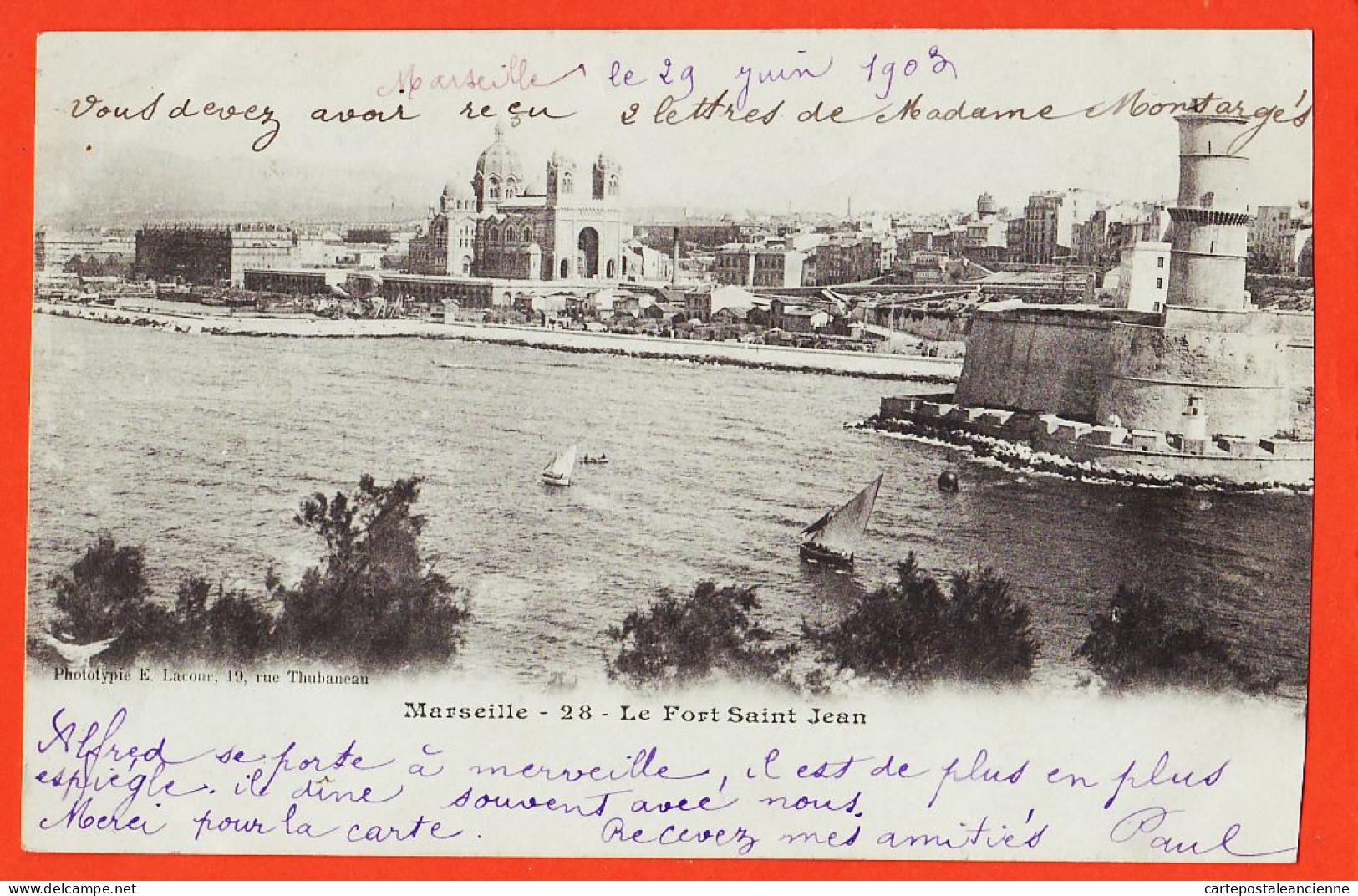 10764 ● MARSEILLE (13) Le Fort SAINT-JEAN St 1903 à FERRARY Chez LEYVAL Plombières-les-Bains / LACOUR 28 - Joliette, Hafenzone