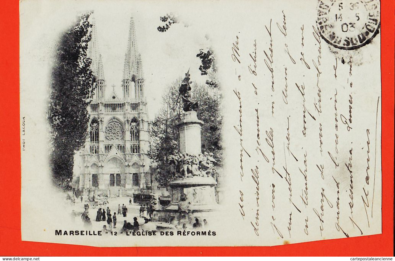 10798 / ⭐ ◉  MARSEILLE Eglise REFORMES 1903 à Mademoiselle POUPOULE (!) BOUTET Apprenti Mercière Port-Vendres-LACOUR 12 - Canebière, Centro Città