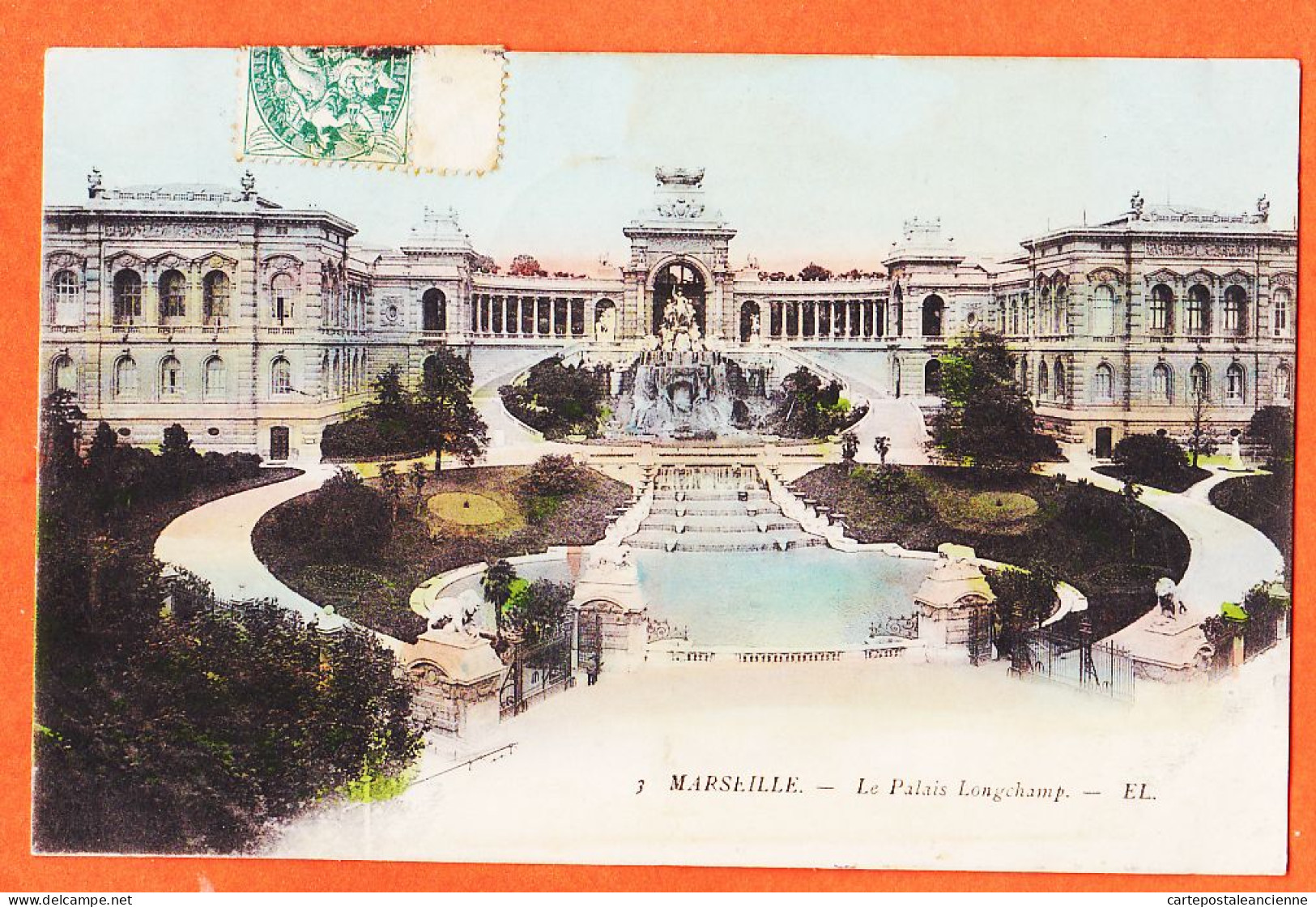 10738 / ⭐ ◉  MARSEILLE (13) Palais LONGCHAMP 1907 De Louis POUS Cuisinier Marseille à Honoré VILAREM Port-Vendres  EL. 3 - Canebière, Stadscentrum