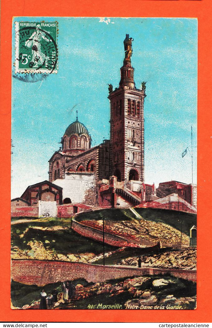 10699 ● Aqua-Photo LEOPOLD VERGER 41 MARSEILLE (13) NOTRE-DAME De La GARDE 1909 à GARIDOU Mercerie Port-Vendres - Notre-Dame De La Garde, Funicular Y Virgen