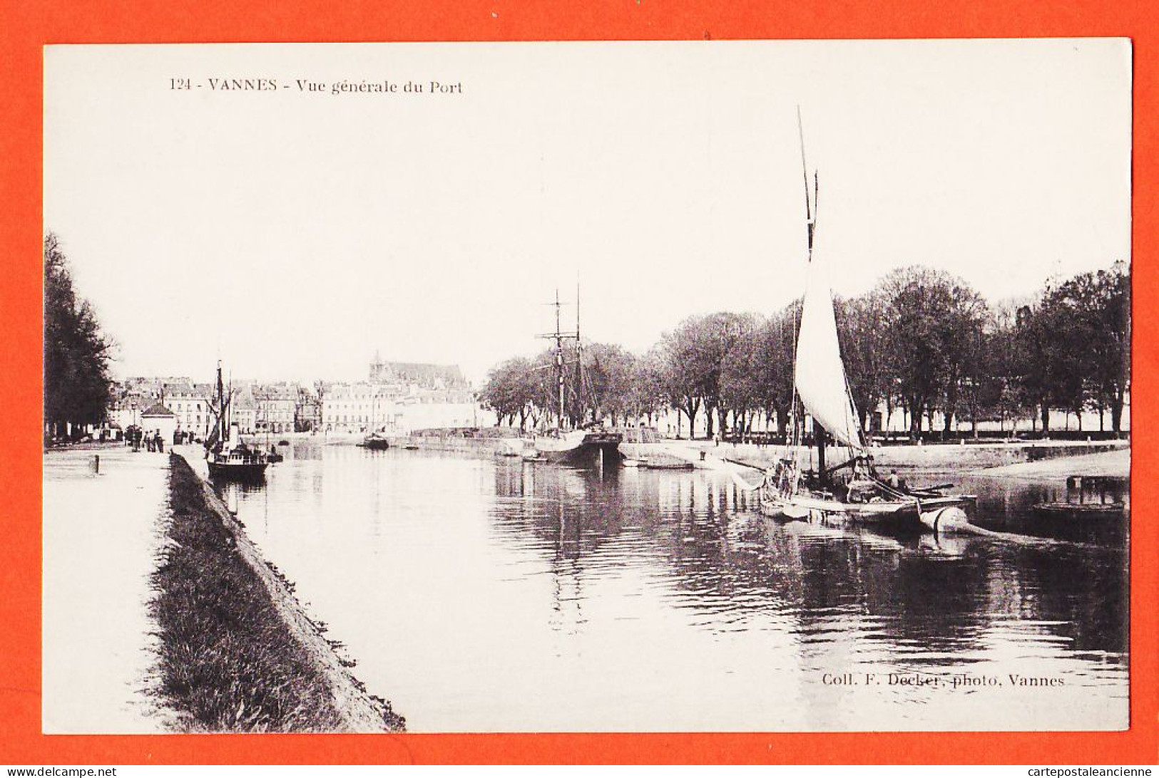 10604 ● ( Etat Parfait ) VANNES 56-Morbihan Gabare Gabarre Voilier 2 Mats Vue Generale Du Port 1910s -Photo DECKER 124 - Vannes