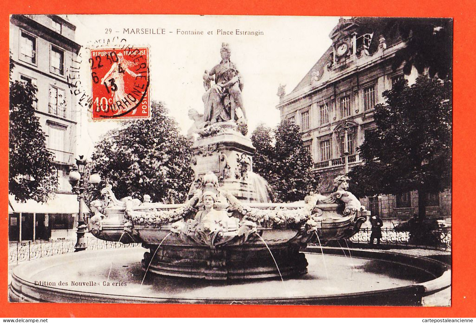 10735 / ⭐ ◉  13-MARSEILLE VI Fontaine Et Place ESTRANGIN 1913 Abel VILAREM Poste Port-Vendres NOUVELLES GALERIES 29 - Canebière, Centre Ville