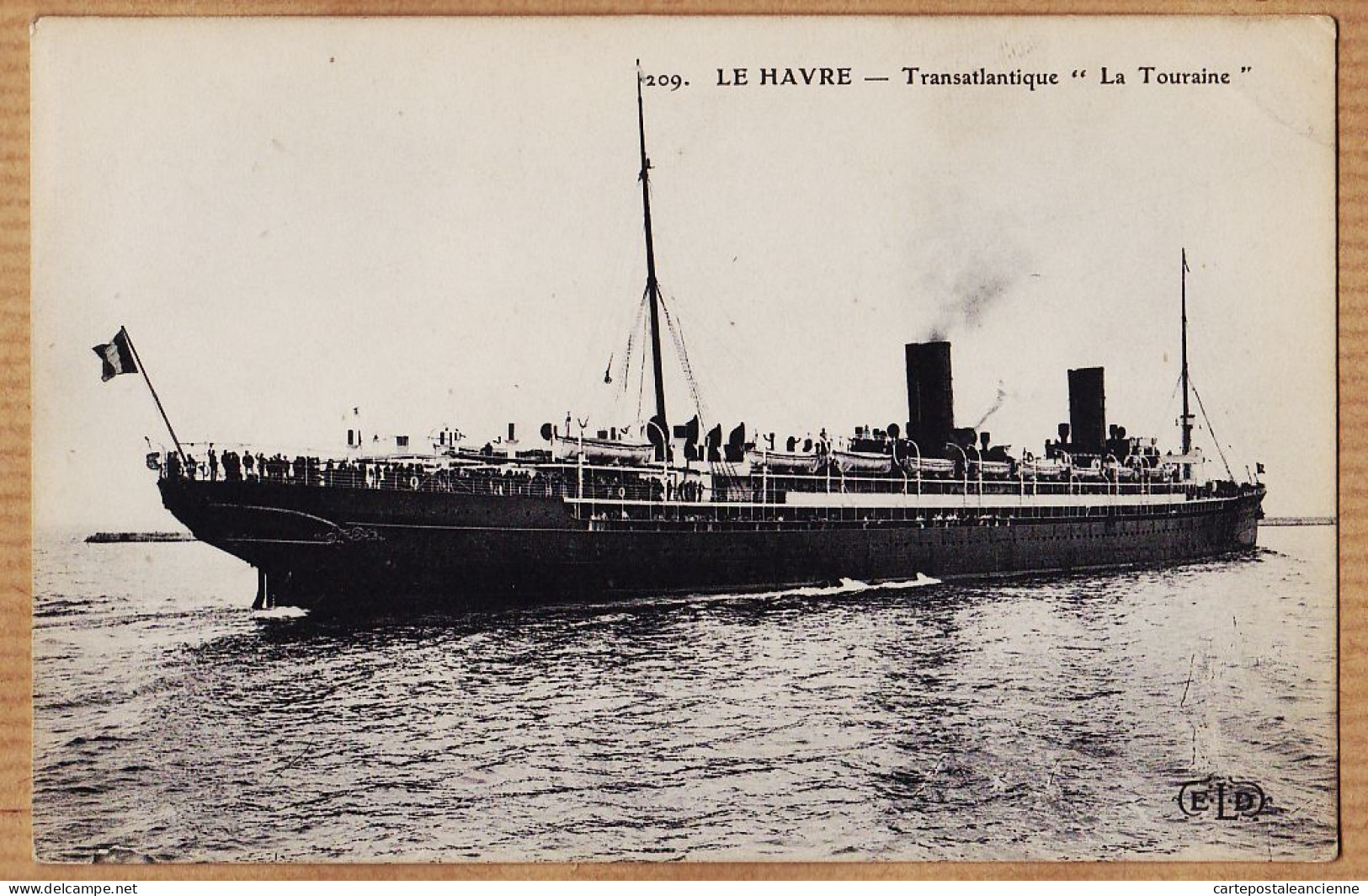 10932 / LE HAVRE Transatlantique LA TOURAINE Cpbat 1910s LE DELEY 209 - Portuario