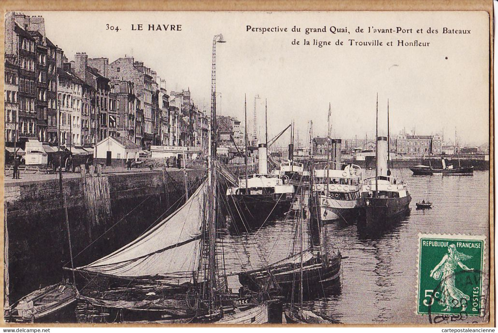 10933 / LE HAVRE Perspective Grand Quai Avant-Port Bateaux Ligne TROUVILLE-HONFLEUR Cpbat à GIRAUD 152e Ligne Gérardmer - Portuario