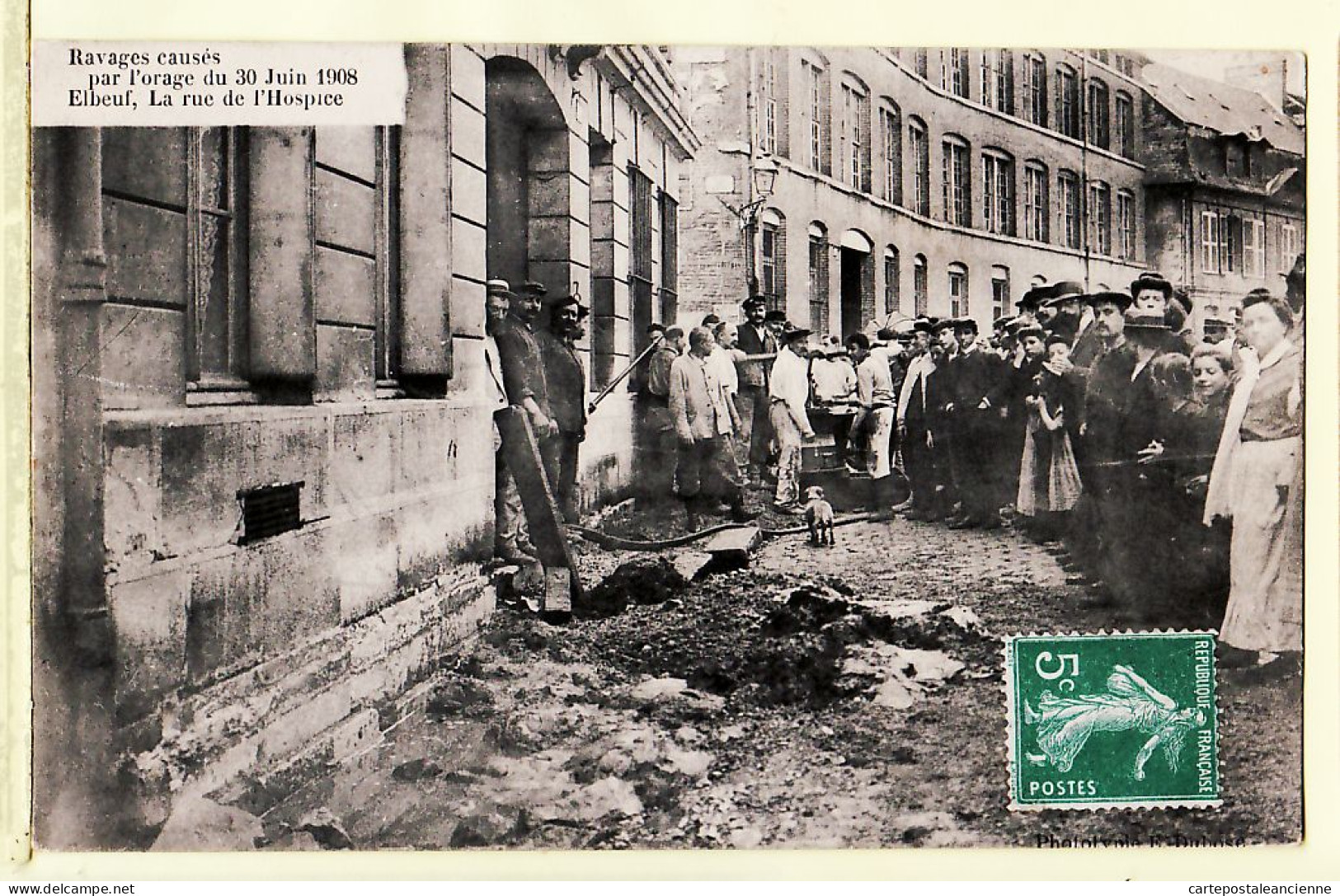 10820 / ⭐ ◉  (•◡•) ELBEUF Carrefour De La Rue De L'HOSPICE Ravages Causés Par L'ORAGE 30 Juin 1908 Phototypie DUBOSC - Elbeuf