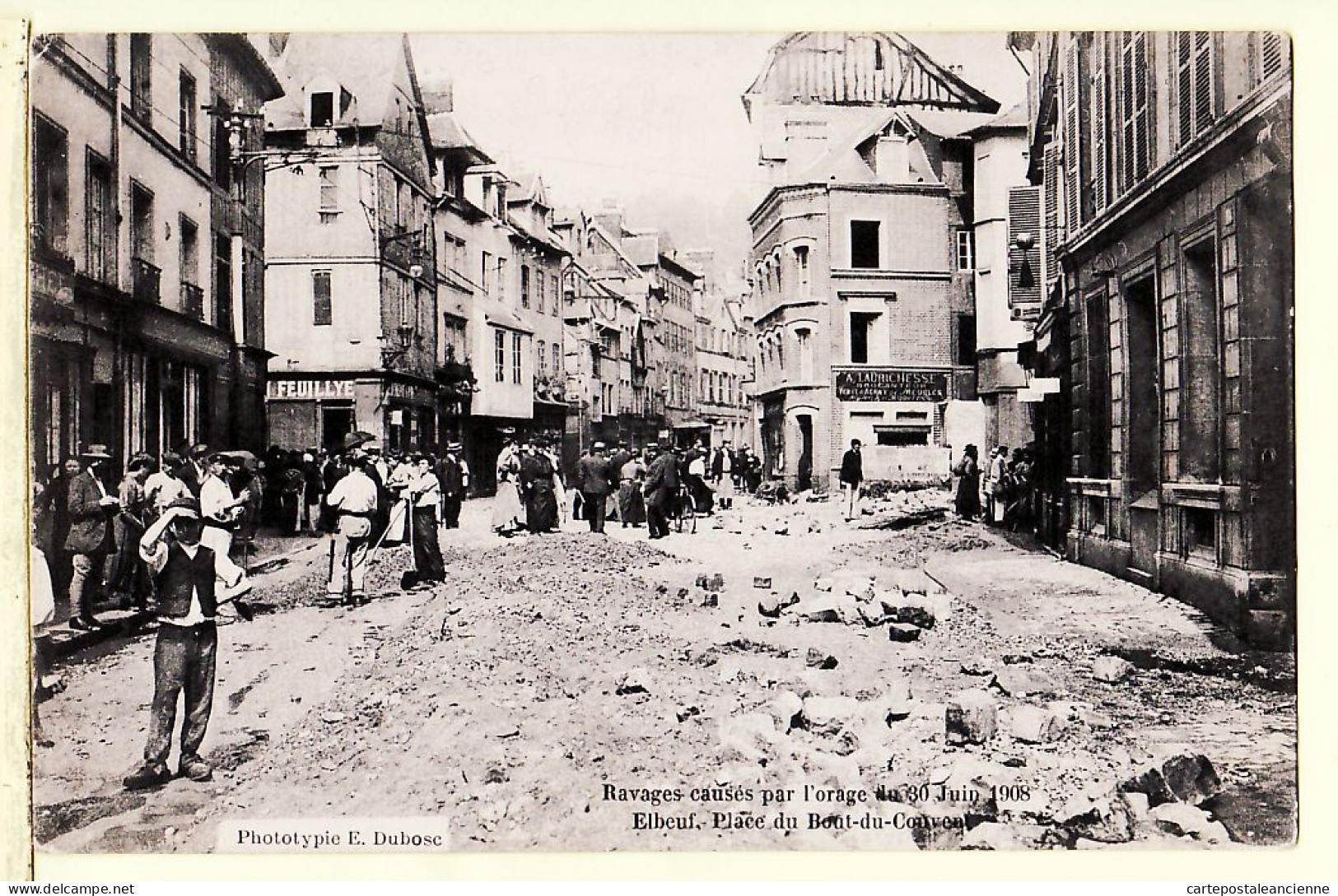 10822 / ⭐ ◉  (•◡•) 76-ELBEUF Place Du BOUT-du-COUVENT Dépavée Ravages Causés Par L'ORAGE 30 Juin 1908 Phototypie DUBOSC - Elbeuf