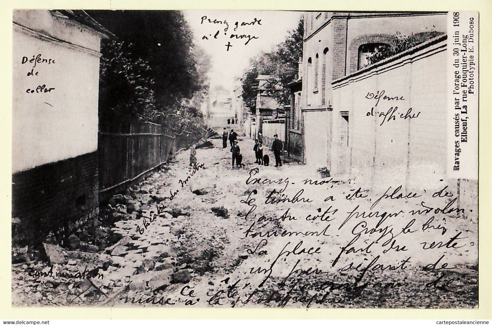 10827 / ⭐ ◉  (•◡•) 76-ELBEUF Rue FOULQUIER-LONG Ravages ORAGE 30 Juin 1908 à MARTIN Rue République Entrepreneur Caudebec - Elbeuf