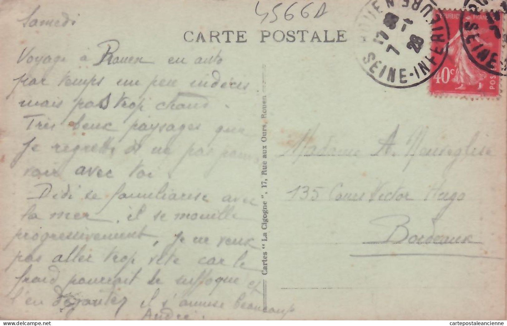 10873 / ROUEN Seine Maritime Cathédrale Vue D'ensemble 07.08.1926 - La CIGOGNE Rues Aux Ours N°183 - Rouen