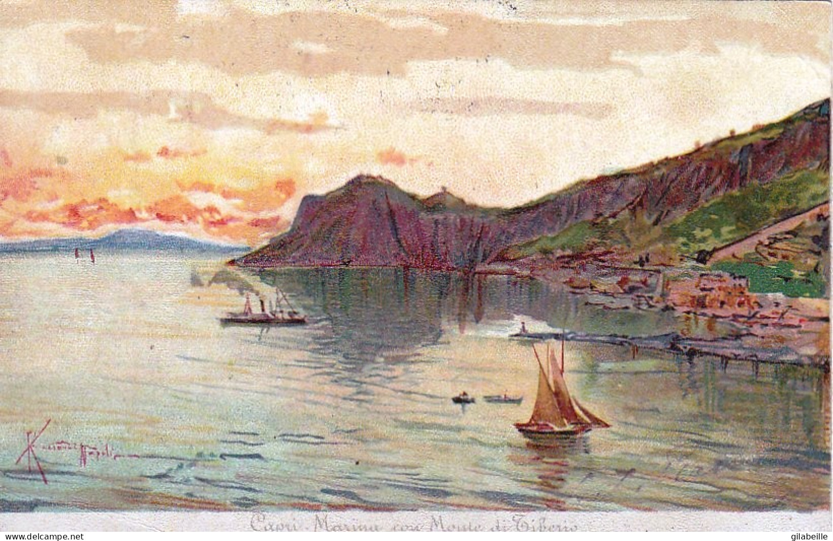 CAPRI - Marina Con Monte Di Tiberio - Litho 1904 - Napoli