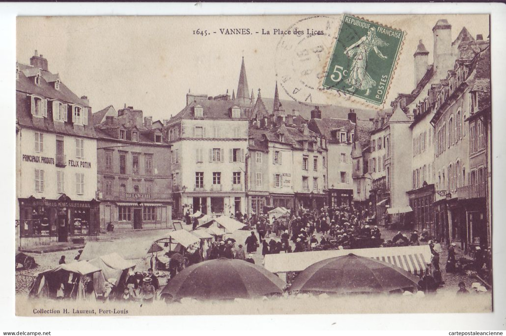 10597 ● VANNES Place Des LICES 08.08.191? à AMIOT Officier Artillerie Détachement Chateau Nantes -H. LAURENT 1645 - Vannes