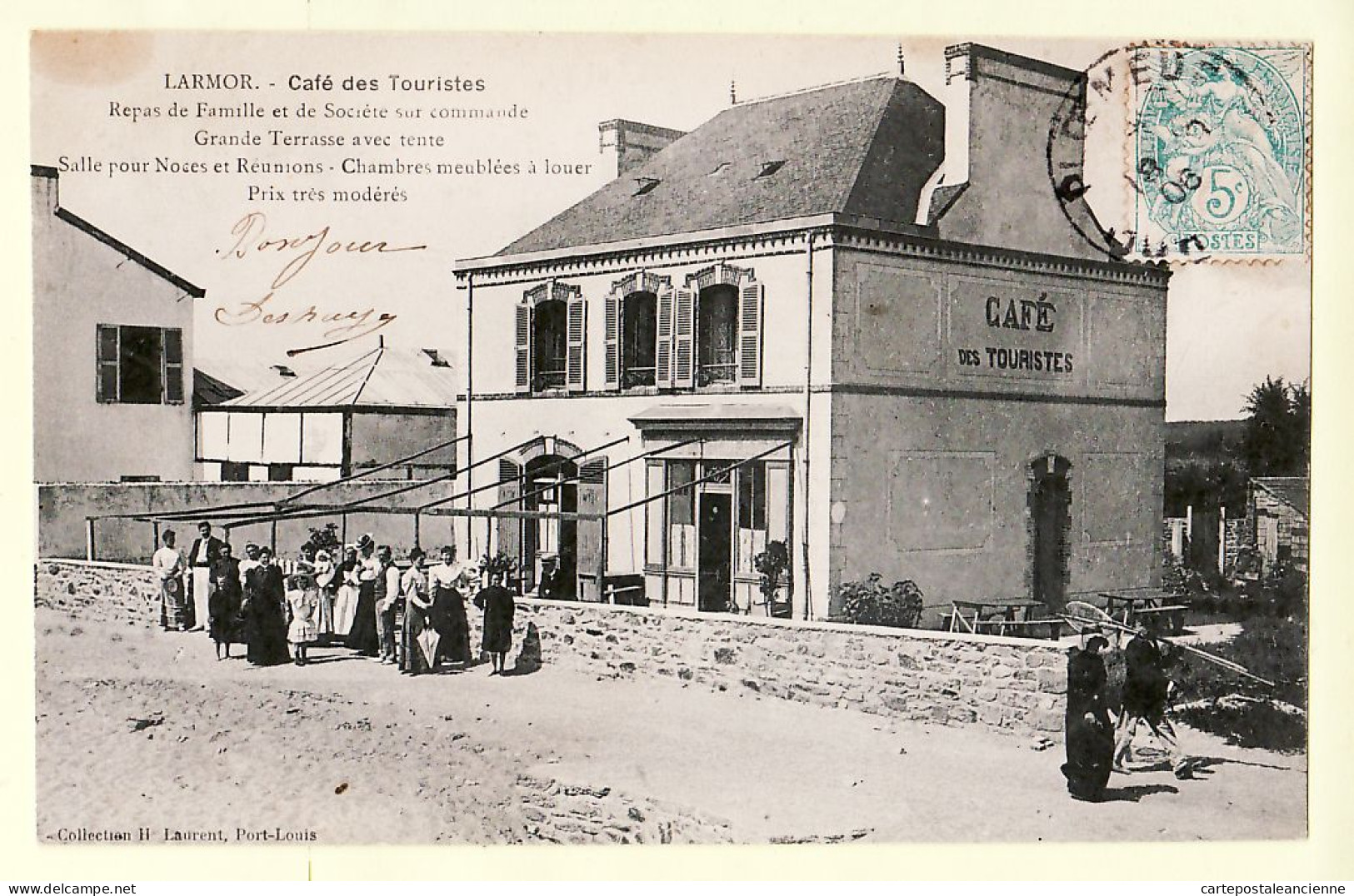 10608  / ️ (•◡•) LARMOR 56-Morbihan ● Café Des TOURISTES Entrée Repas Groupe 1906 à Georges DESHAYES Rue Kleber Nantes - Larmor-Plage